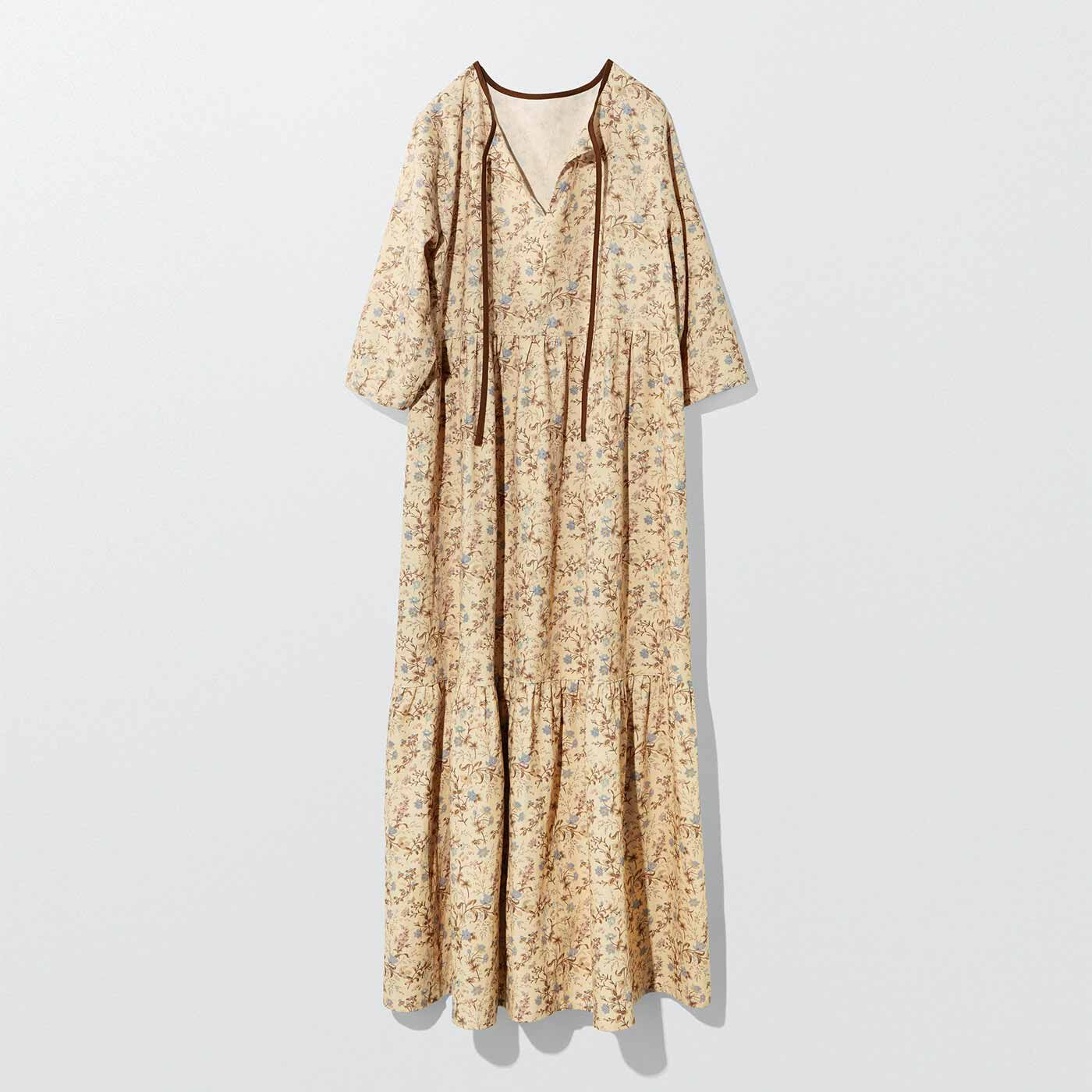 MEDE19F ミュルーズモダン〈「ミュルーズ染織美術館」アーカイブコレクション〉 ワイルドフラワーモチーフワンピース〈ベージュ〉【送料無料】