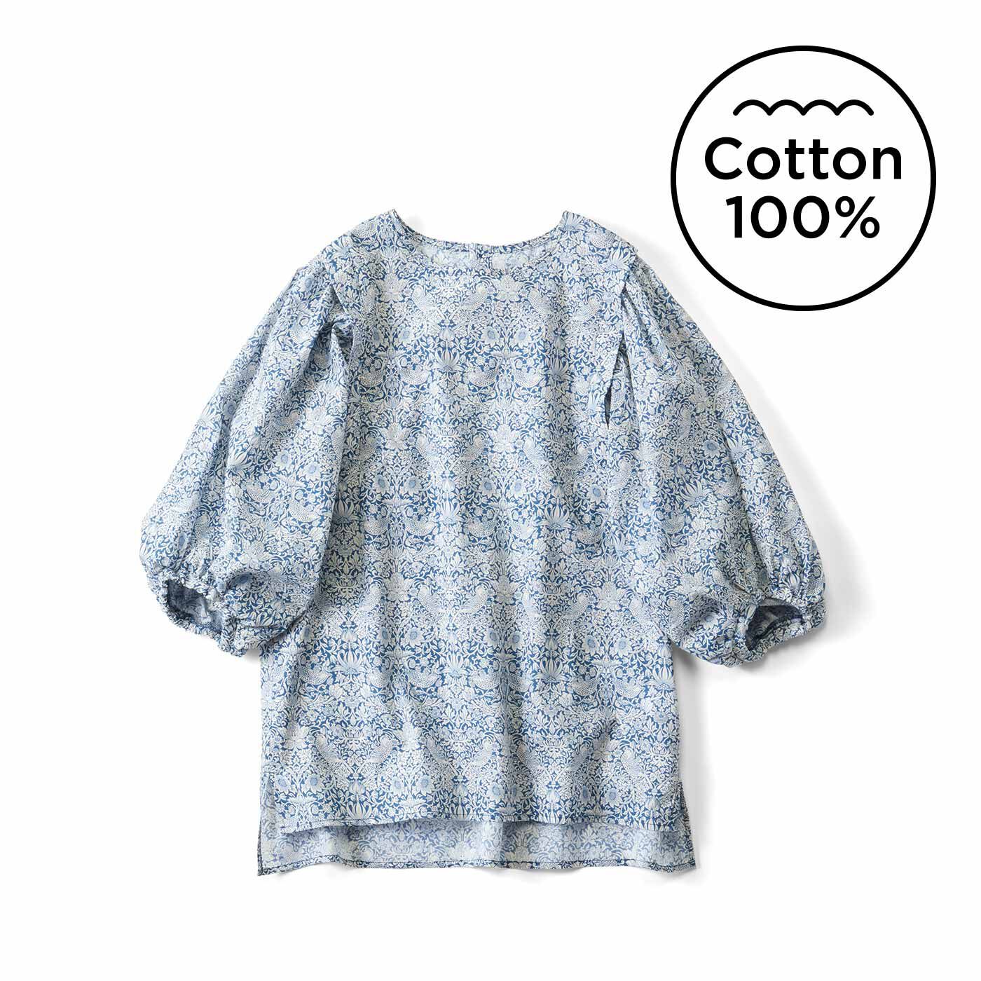 ふんわり涼しい! 華やぐおしゃれ感をTシャツの気軽さで。一枚で華やかなプルオーバーブラウスは、お出かけにもぴったりのデザイン。ふんわり袖と狭めの肩幅で、着やせして見えます。広いアームホールで風が通りや