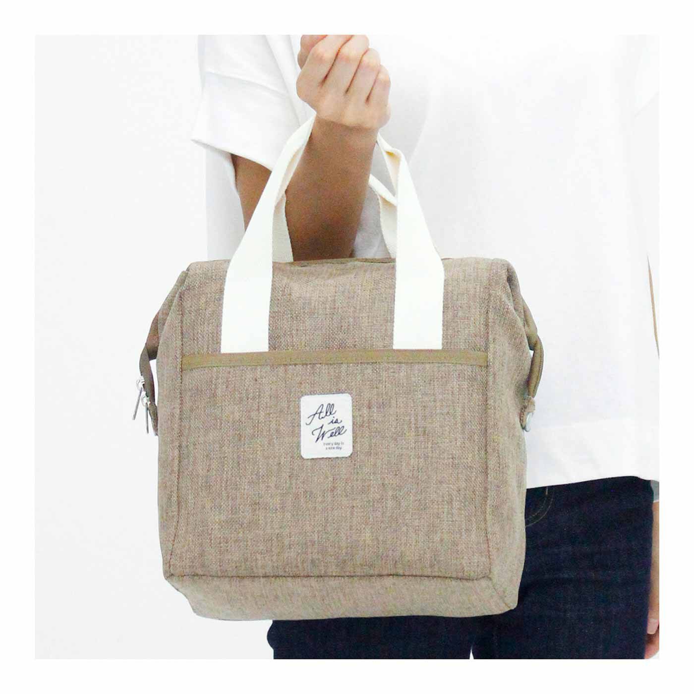 見た目も涼しい ナチュラル風素材の簡易保温保冷バッグ【送料: 450円+税】