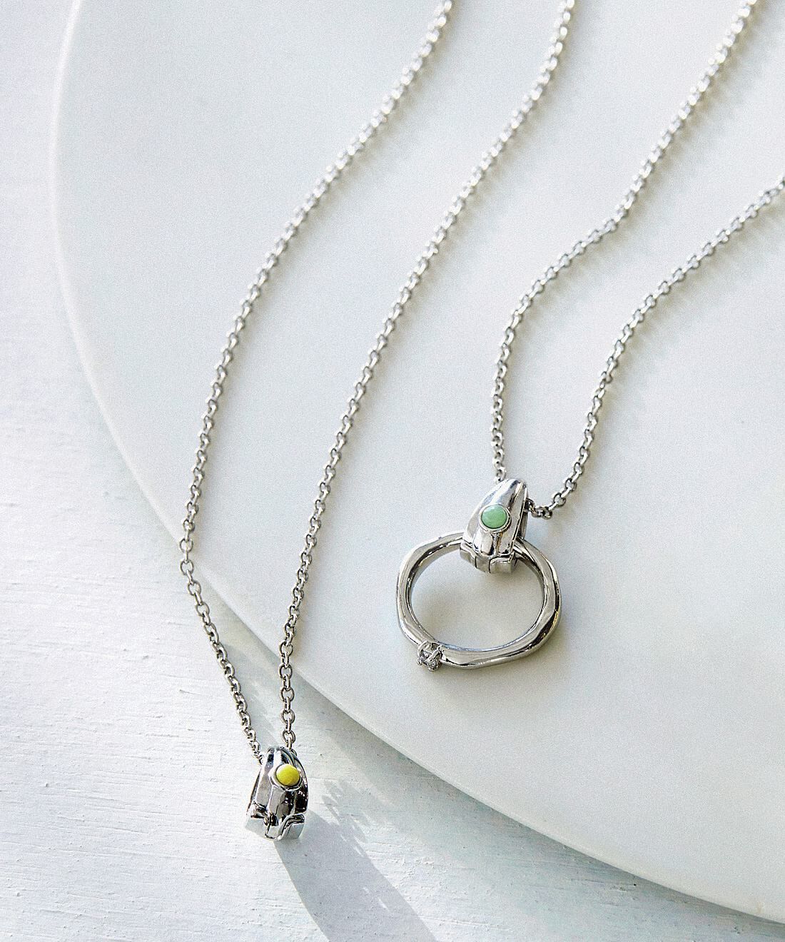 ラミプリュス　大切な指輪が身に着けられる　天然石付きリングホルダーネックレス〈シルバーカラー〉の会