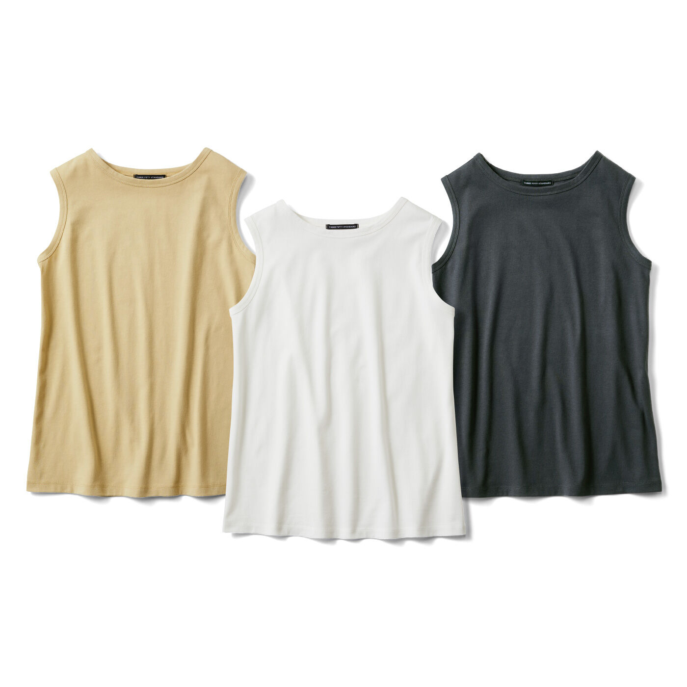 THREE FIFTY STANDARD シンプルなコットンのノースリーブトップスの会【送料: 450円+税】