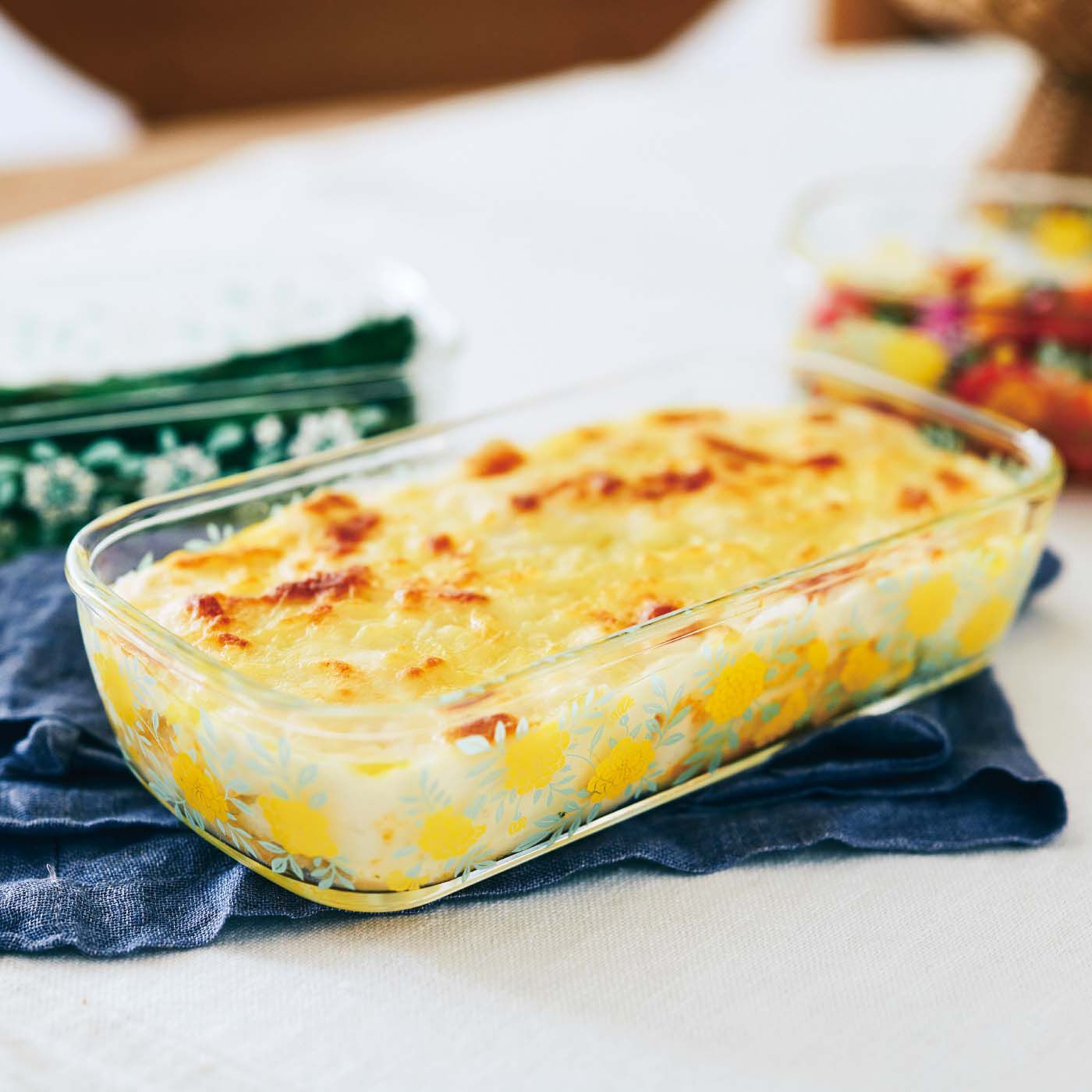 am&be オーブンからそのまま食卓へテーブル華やぐ耐熱ガラスの保存容器〈ロング〉の会【送料: 450円+税】