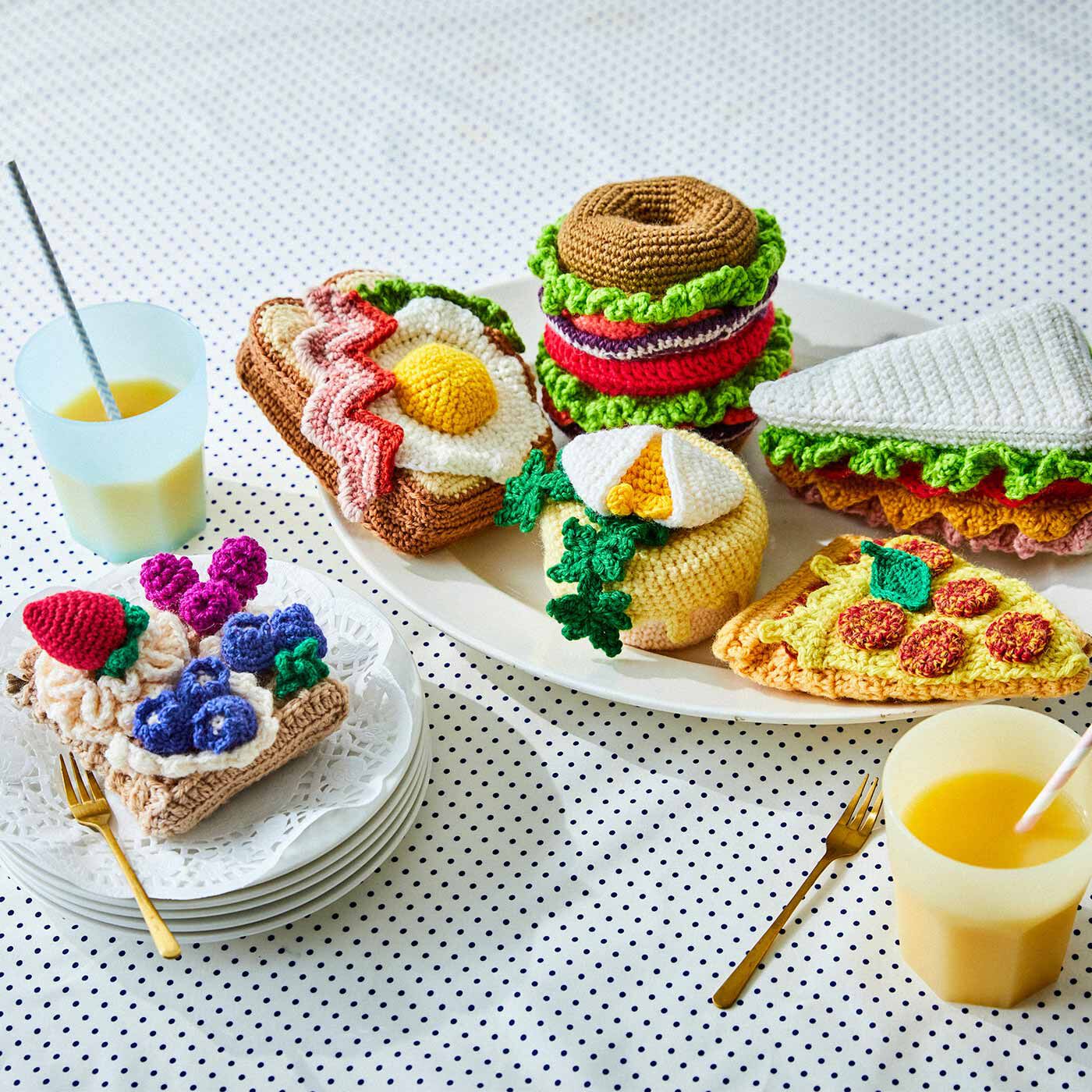今日のブランチはどれにする? かぎ針編みの楽しいカフェメニューポーチの会【送料無料】