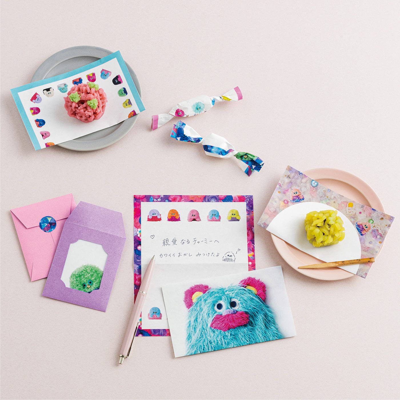 KAWAII COMPANY 愛媛で1938年に創業 すてきな気持ちをやさしく添える 伊予和紙の懐紙ミニレターセットの会【送料: 450円+税】