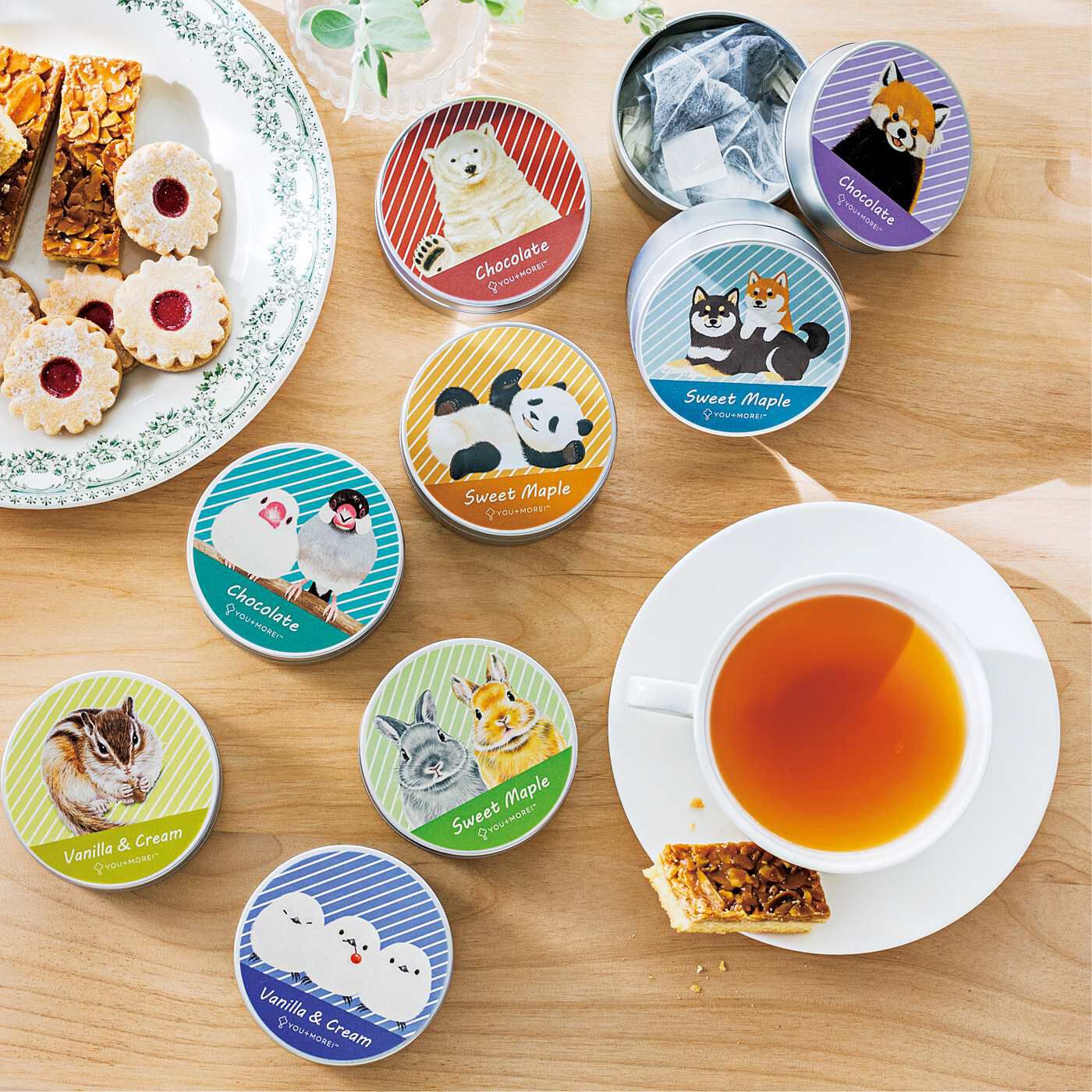 YOU+MORE! 動物たちからティータイムのおさそい 缶入り紅茶2個セットの会【送料: 450円+税】