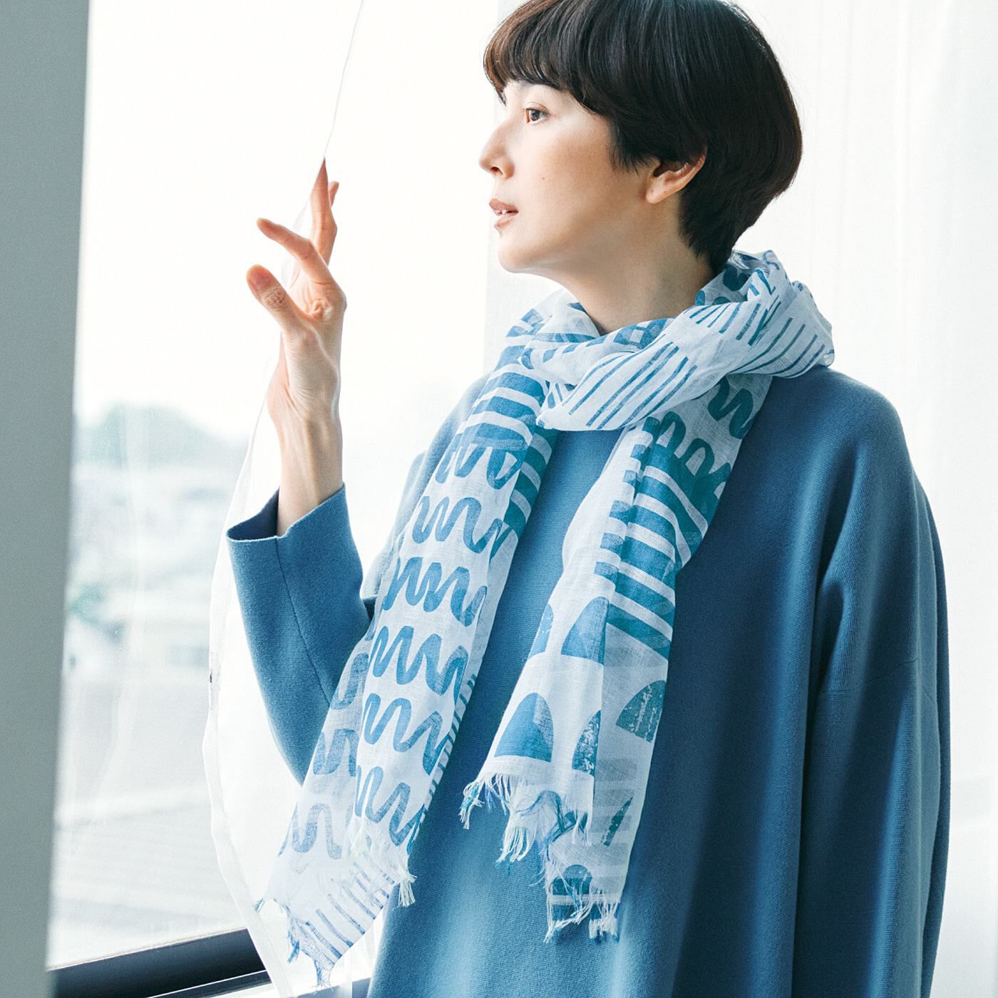 ラミプリュス さっと巻いてふんわり華やか リネンコットンのストール〈抗菌防臭〉の会【送料: 450円+税】
