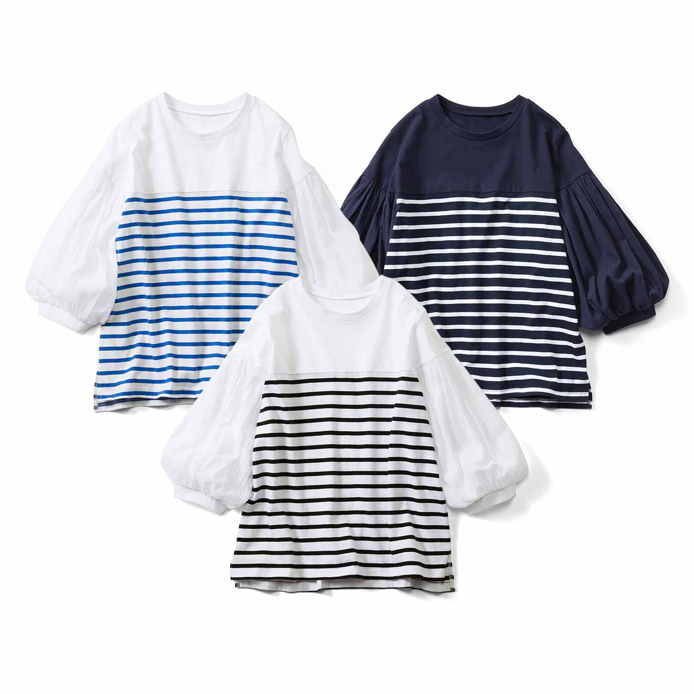 Live love cotton(R)プロジェクト リブ イン コンフォート 一枚でサマになる袖布はく ボーダートップスの会【送料無料】