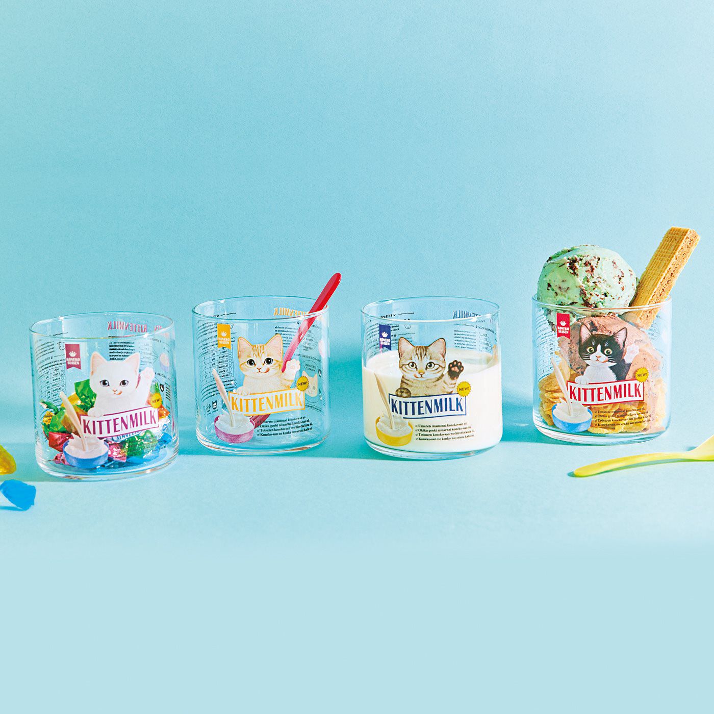 ごくごく飲むにゃ!子猫のミルク缶風グラスの会【送料: 450円+税】