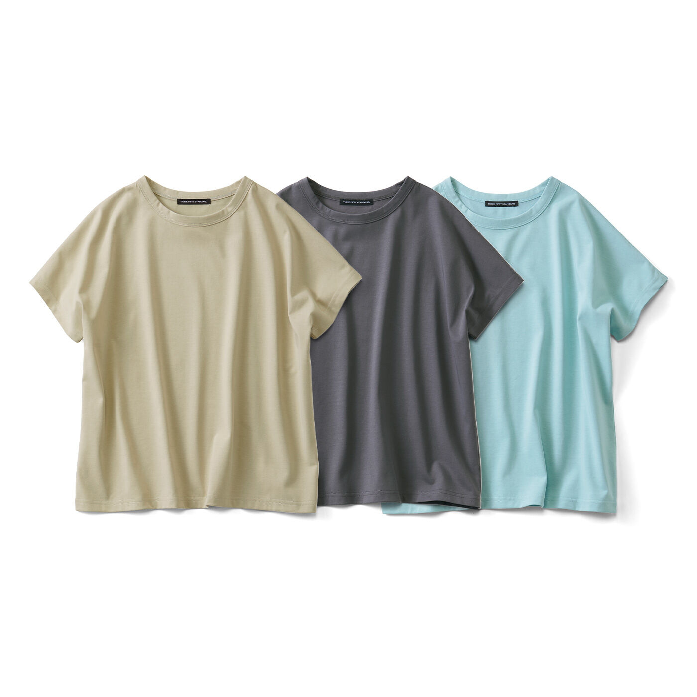 THREE FIFTY STANDARD 汗じみ軽減加工をほどこした フレンチスリーブTシャツの会【送料無料】