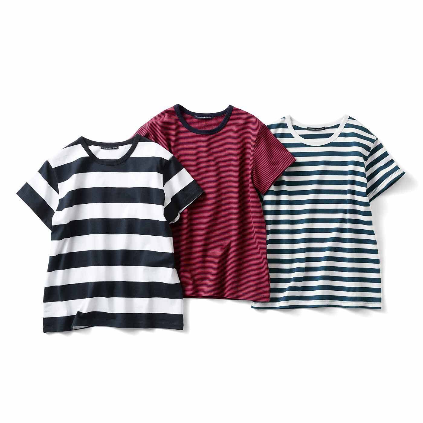 THREE FIFTY STANDARD すっきりシルエットのボーダーTシャツの会【送料無料】