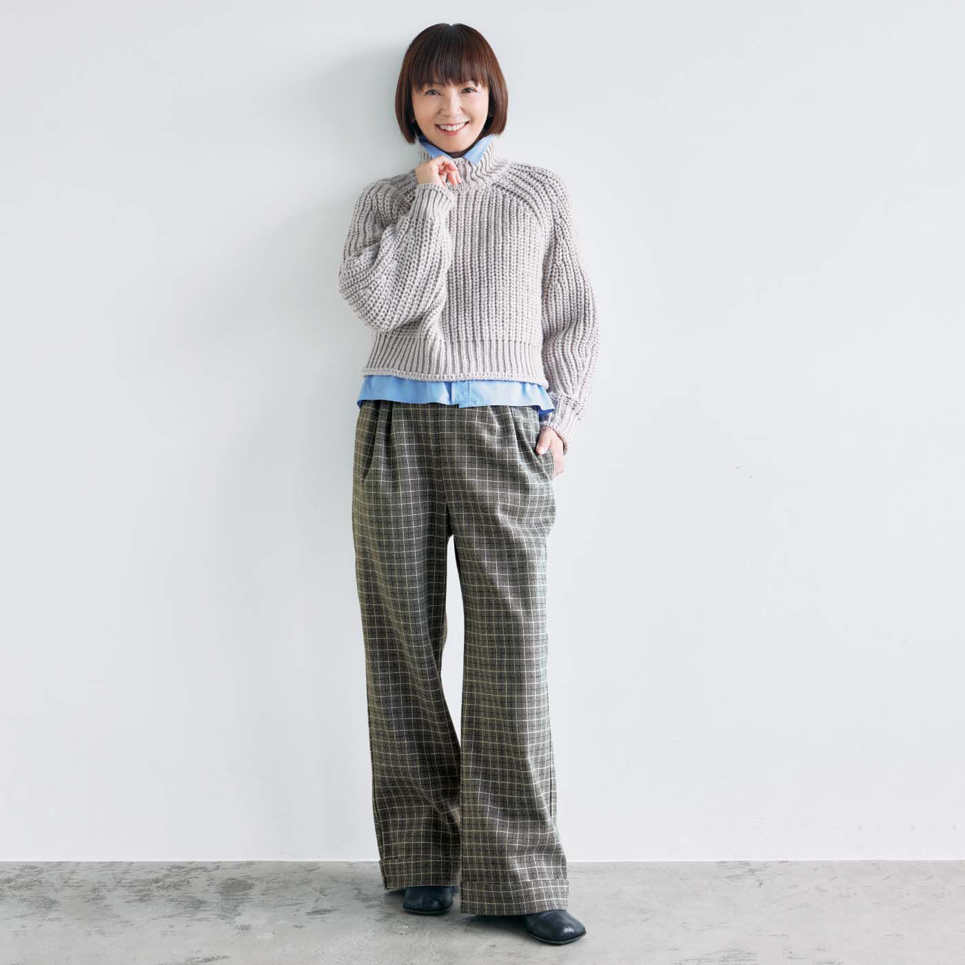 大人の女史会×frauglatt すそダブル仕上げ風で好バランス 伸びやかチェックパンツの会【送料無料】