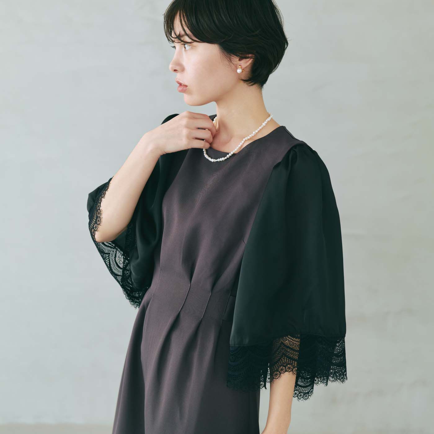 am&be ノースリーブが袖付きに変身! 手持ちの服が見違える付け袖〈黒レース〉の会【送料無料】