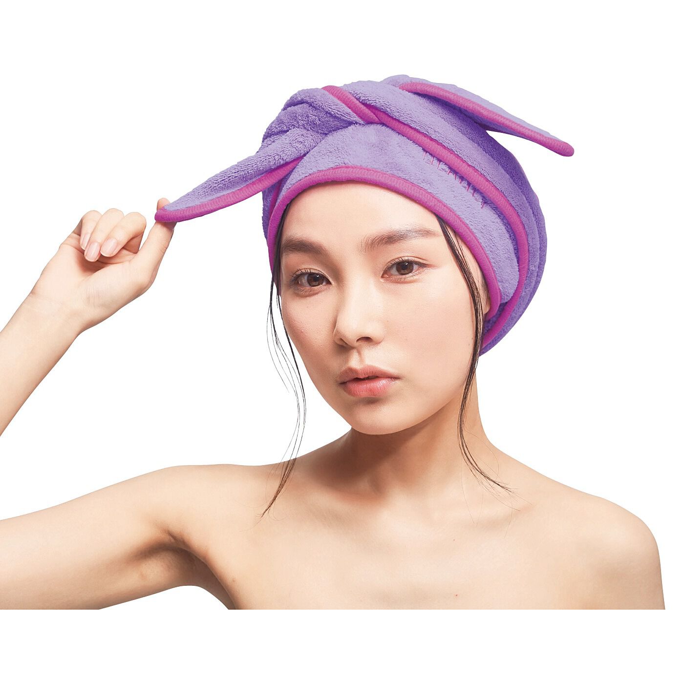 濡(ぬ)れたロングヘアもすばやく吸水!かぶって巻いてクイックドライヘアターバン〈パープル〉の会【送料: 450円+税】