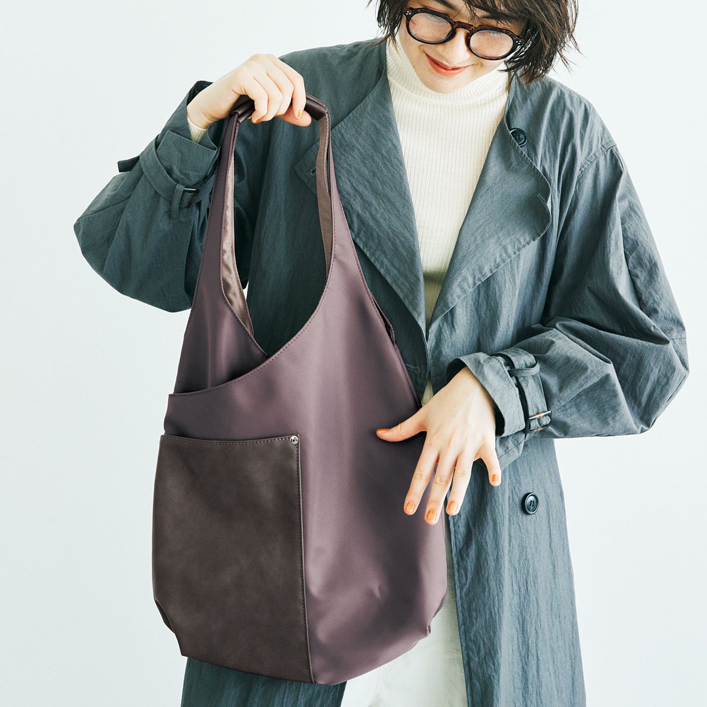UP.de 花粉が付きにくい A4サイズが入って斜めカットでらくらくアクセス たまご形バッグの会【送料無料】
