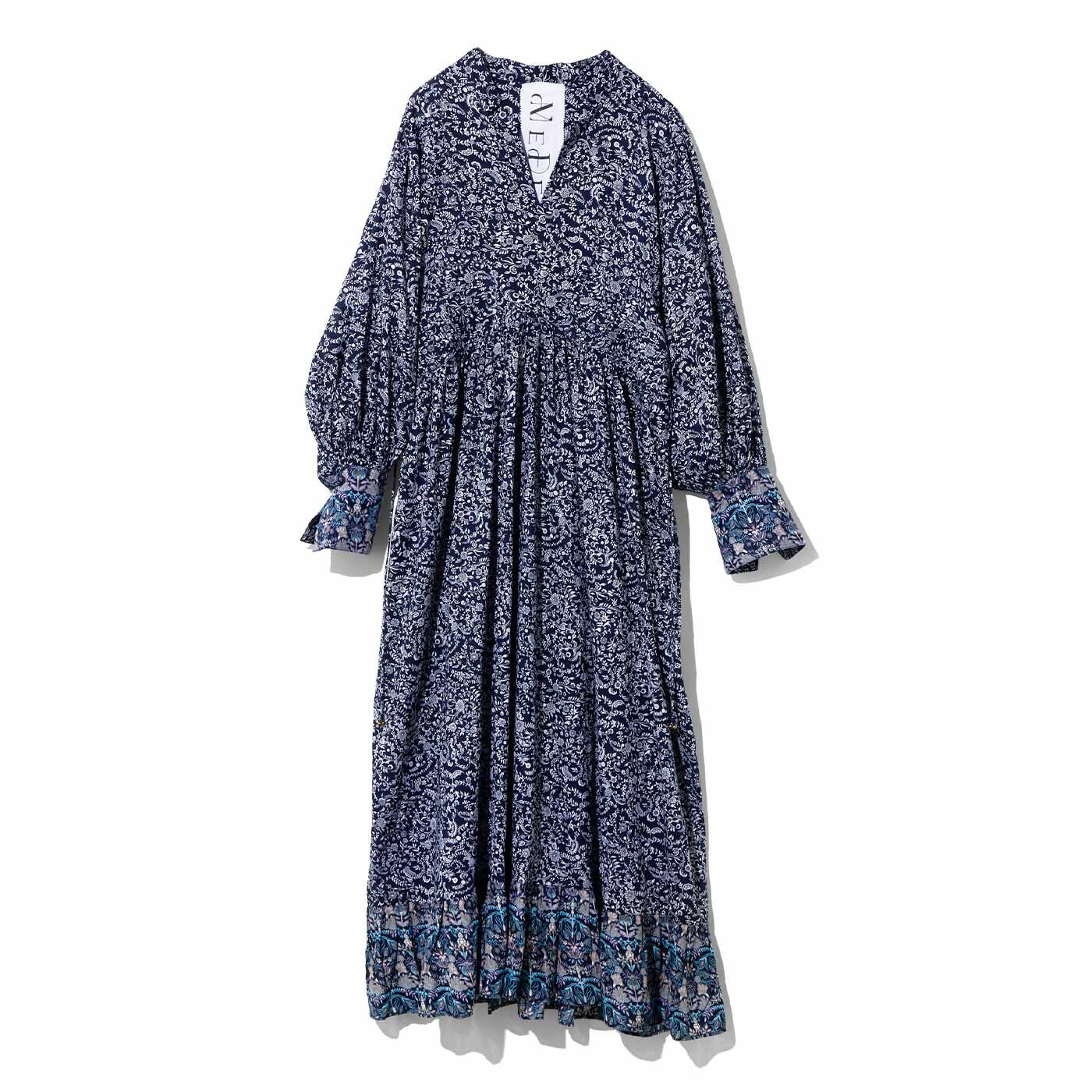 MEDE19F 〈MADE IN INDIA COLLECTION〉プリントコットンドレス【送料無料】