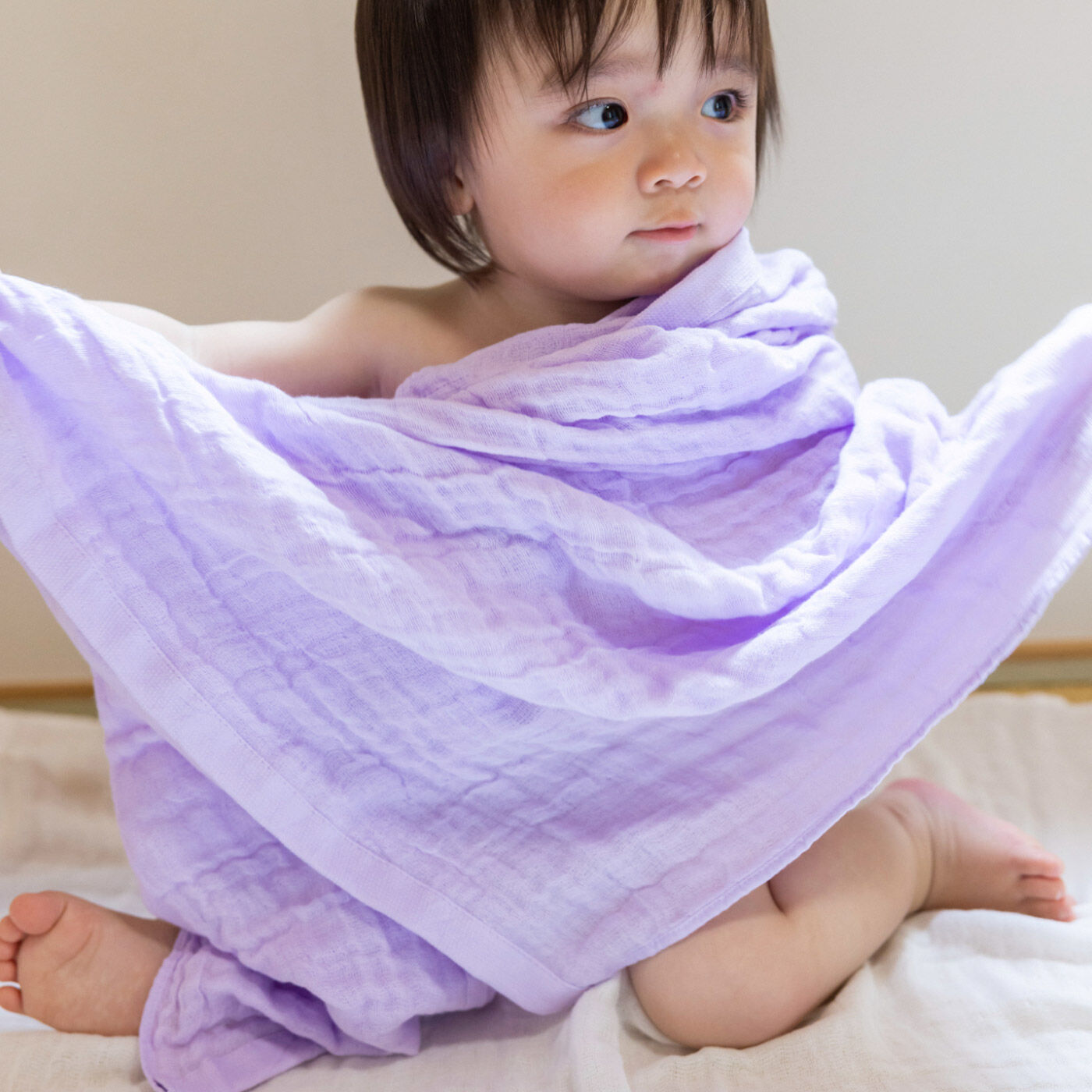 [Mama select]おぼろタオル べビー専用 おくるみタオル〈ベビーブルー〉【送料: 450円+税】