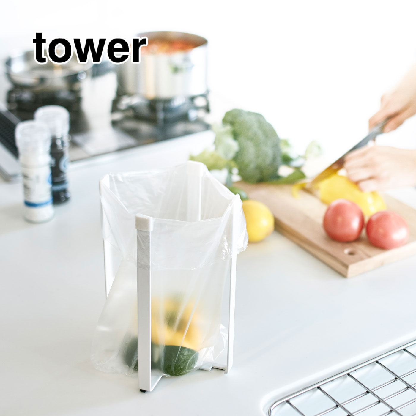 tower ゴミ箱にスタンドにマルチに使える! ポリ袋エコホルダーL【送料: 450円+税】