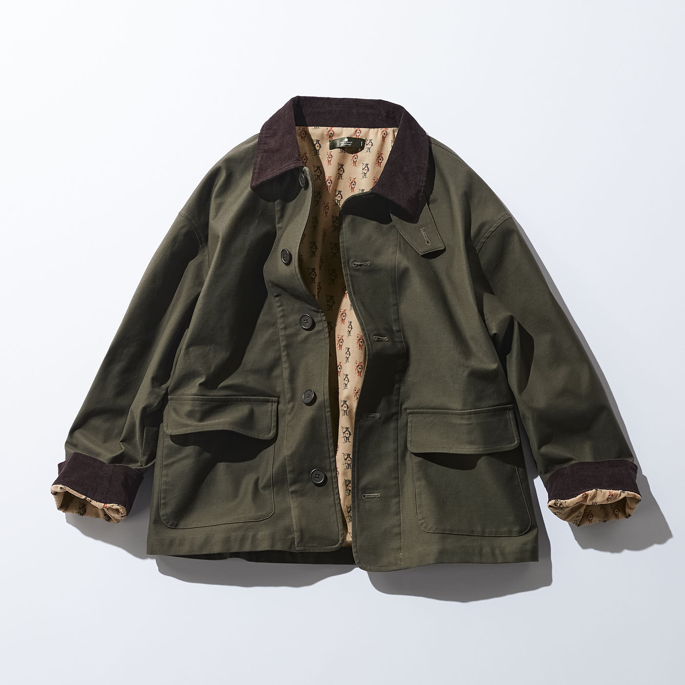 MEDE19F ミュルーズモダン〈「ミュルーズ染織美術館」アーカイブコレクション〉 ハンティングジャケット〈カーキ〉【送料無料】