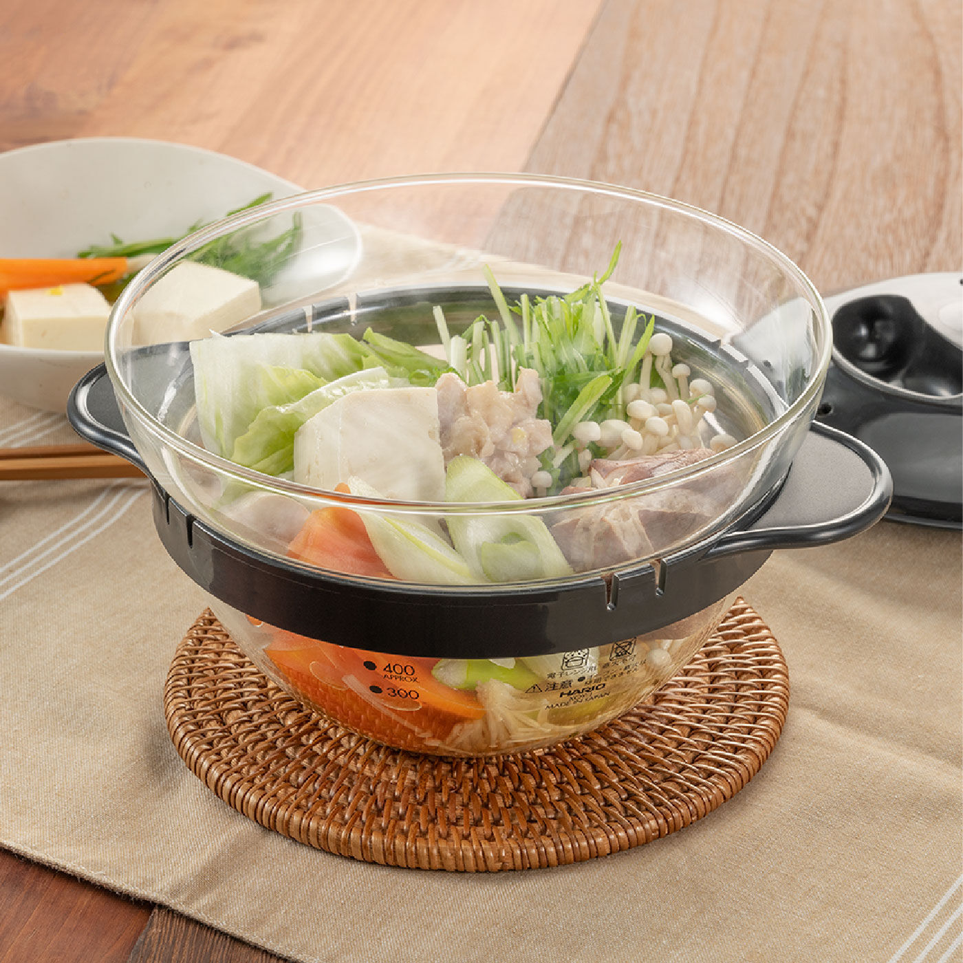 電子レンジで時短調理! HARIOガラスのレンジおかず鍋【送料: 450円+税】