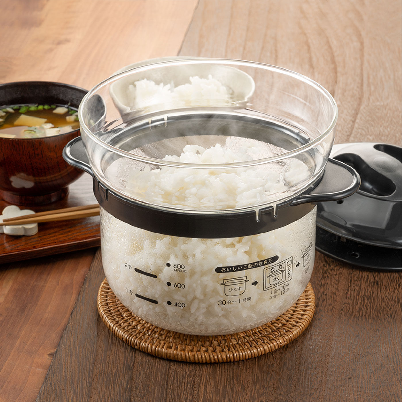 電子レンジでごはんが炊ける! HARIOガラスのレンジご飯釜1~2合【送料: 450円+税】