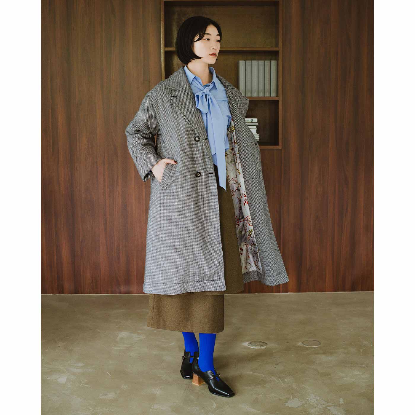 el: ment×山本祐布子 内側ひらりバラの実が華やぐ 中わた入りで軽やか マフラーいらずジャケットコート【送料無料】