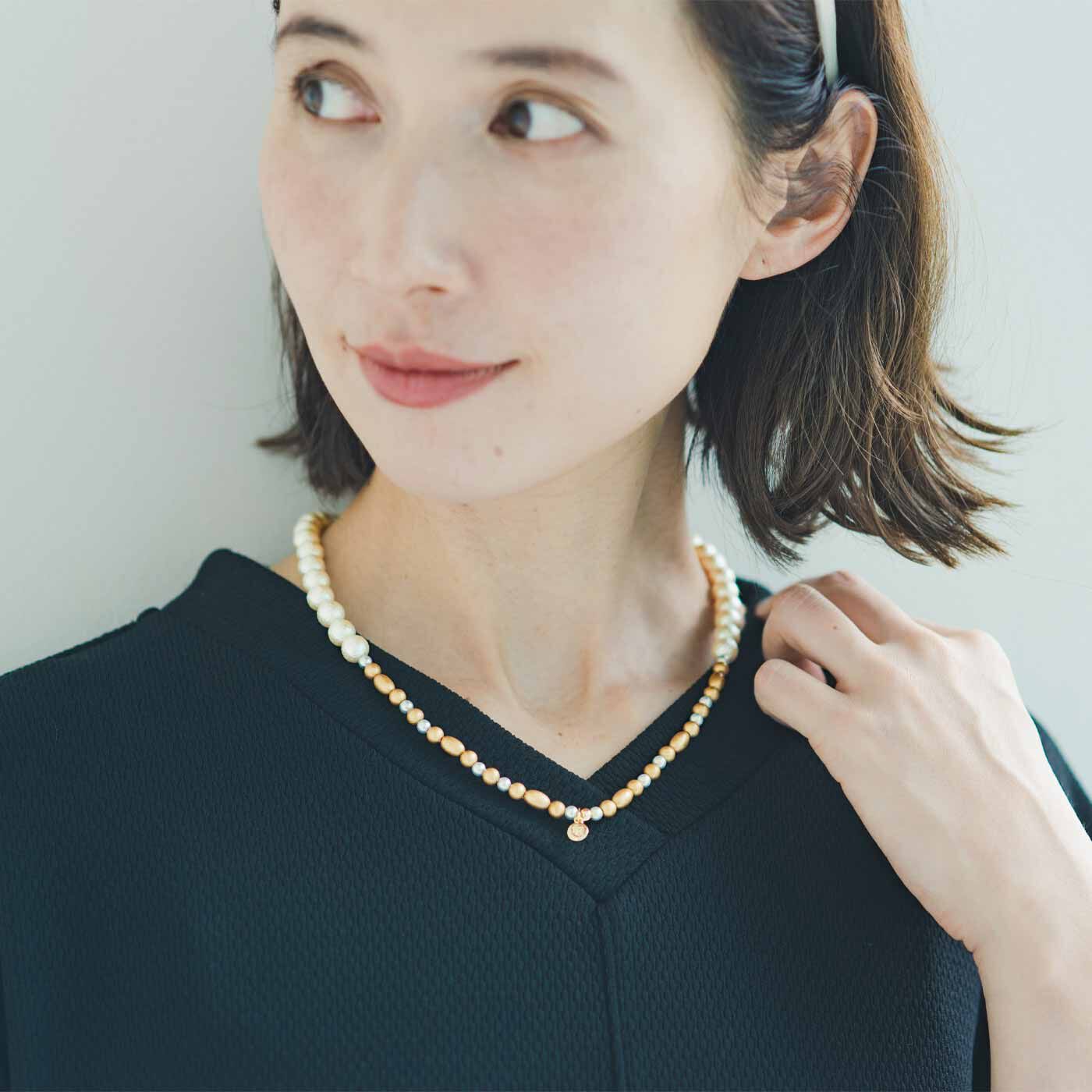 フラウグラット 伸びて着脱簡単 コットンパール調きれいめ2-WAYネックレス【送料: 450円+税】