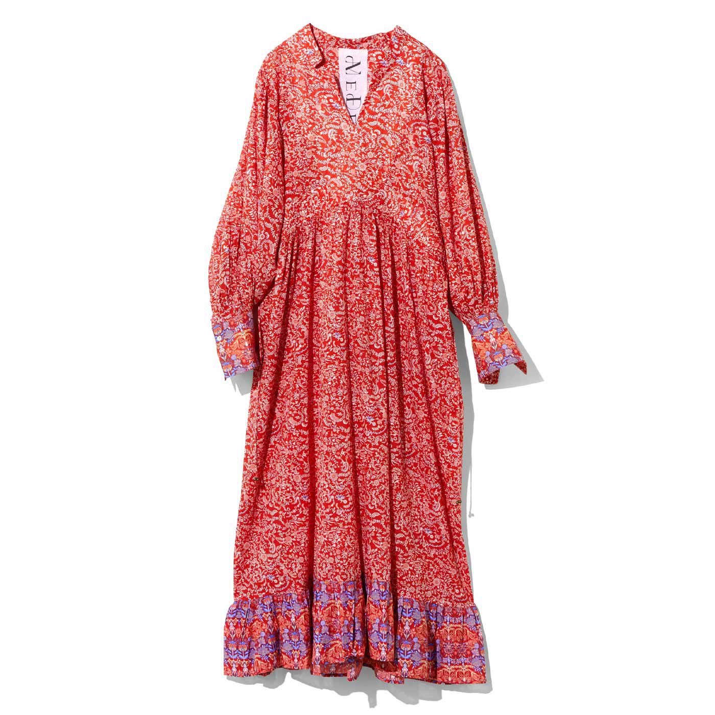 MEDE19F 〈MADE IN INDIA COLLECTION〉プリントコットンドレス【送料無料】