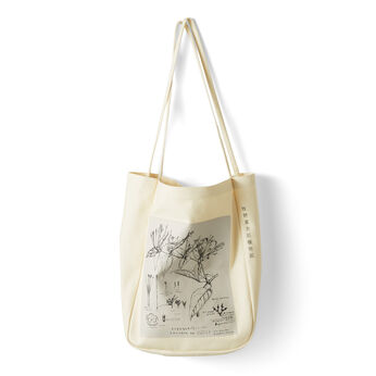 牧野植物園×IEDIT[イディット]コラボ 牧野博士の描いたキダチニンドウのトートバッグ〈エクリュホワイト〉