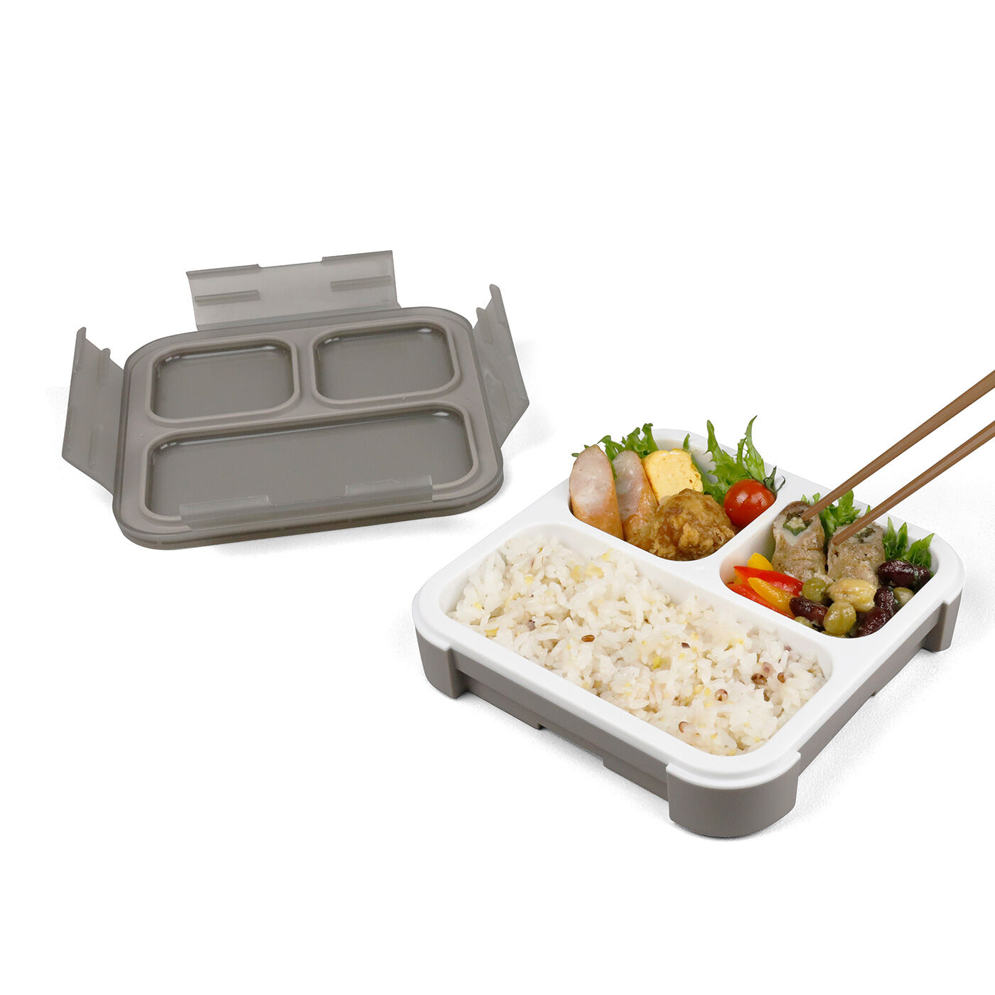 立て入れでも汁がこぼれにくい スリムに運べるランチボックス 500ml〈グレー〉【送料: 450円+税】