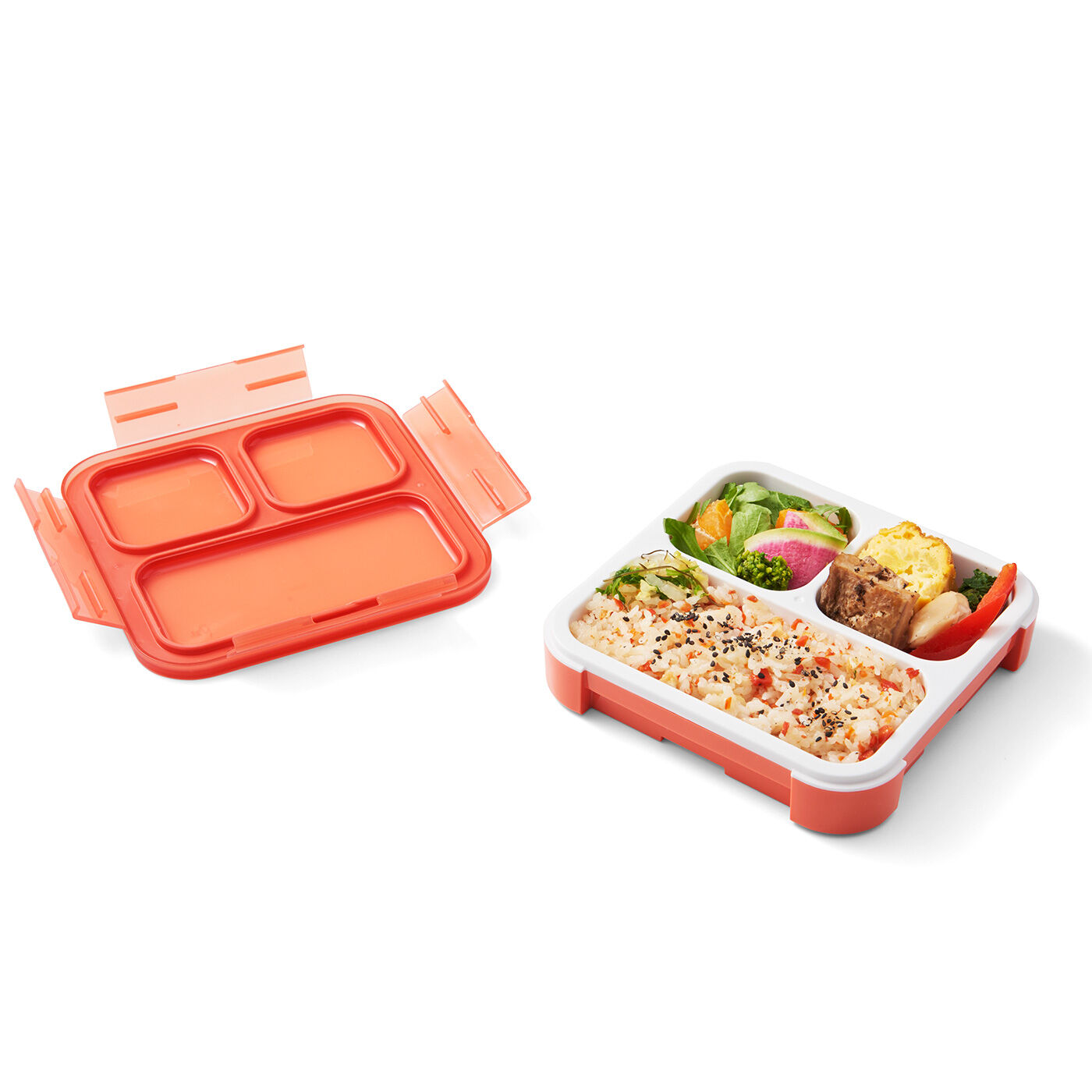 立て入れでも汁がこぼれにくい スリムに運べるランチボックス 500ml〈オレンジ〉【送料: 450円+税】