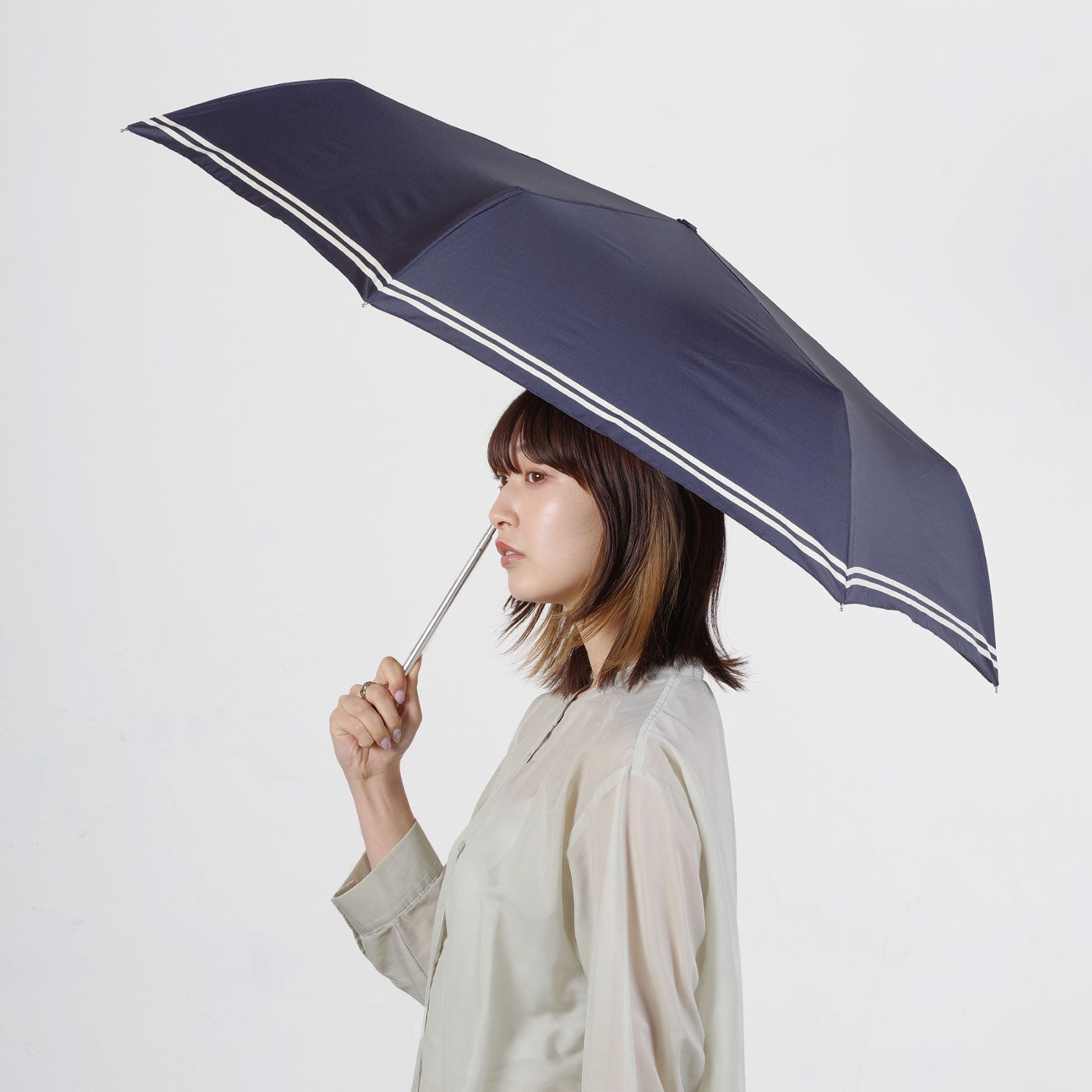 ちょっと大きめ折りたたみ雨傘 セーラーボーダー【送料無料】