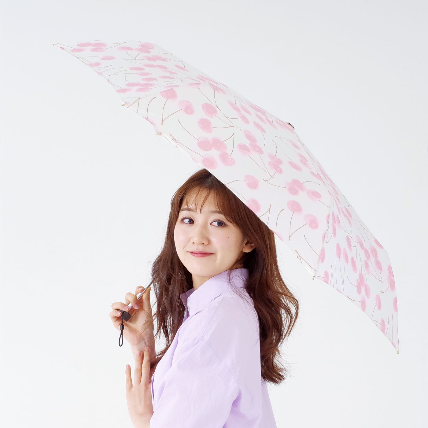 ちょっと大きめ折りたたみ雨傘 さくらんぼ【送料無料】
