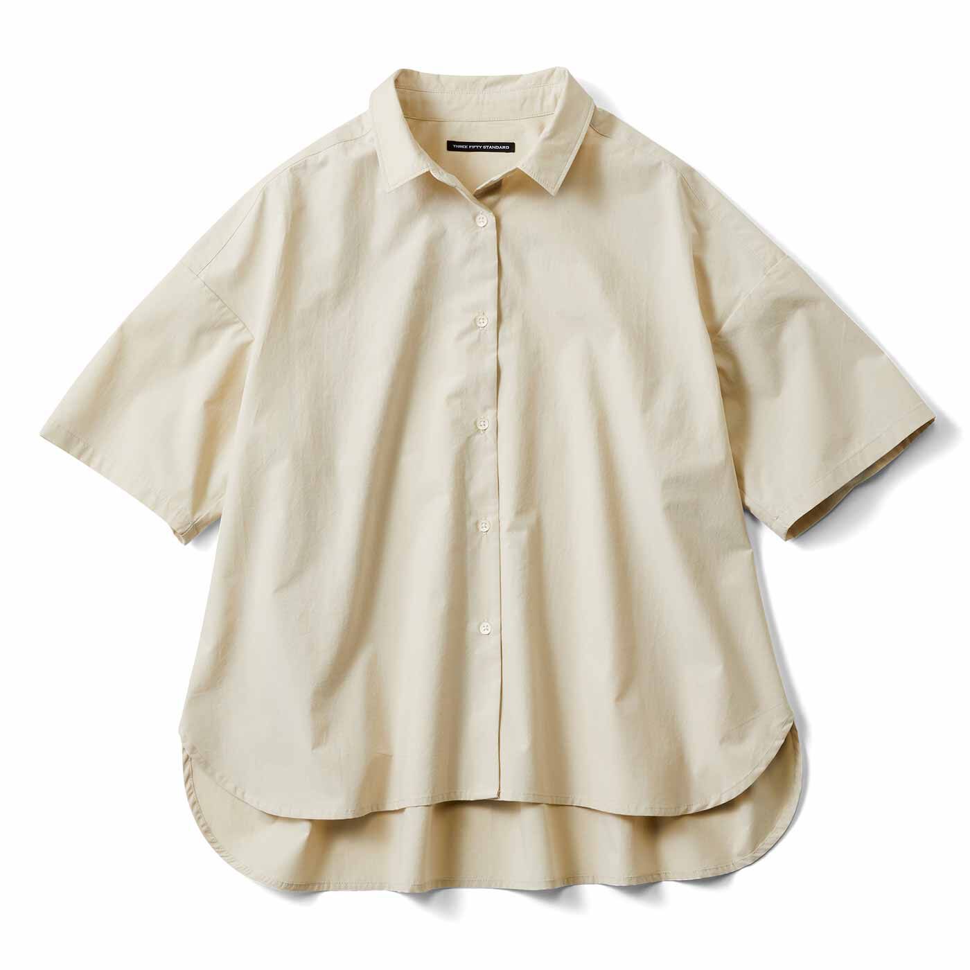 THREE FIFTY STANDARD セットアップできるシンプルシャツ〈ライトベージュ〉【送料無料】