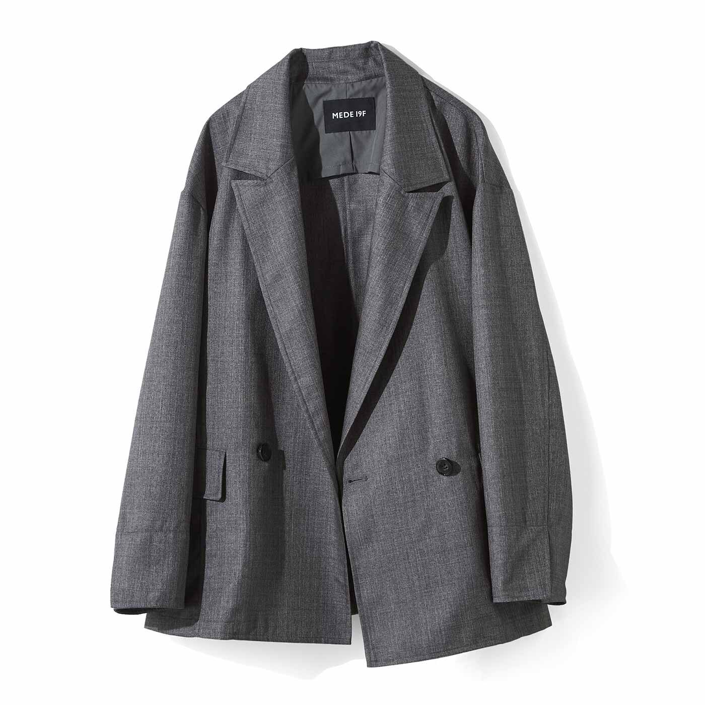 MEDE19F シャークスキンのリラックスダブルジャケット〈シルバーチャコールグレー〉【送料無料】