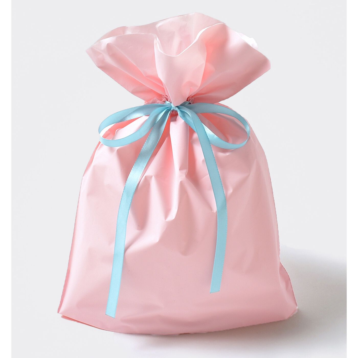 ワンステップでかんたん! ギフトラッピング袋 中〈ピンク×ライトブルー〉【送料: 450円+税】