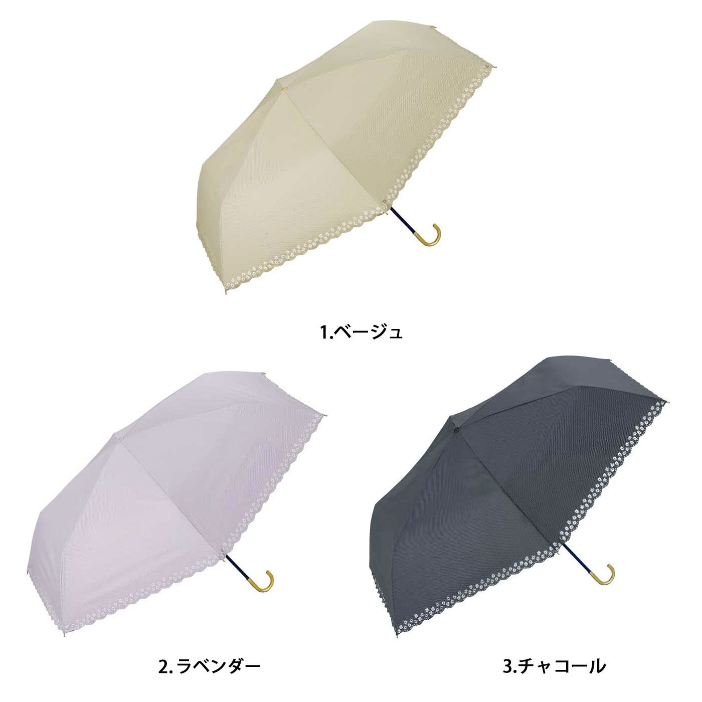 【WEB限定】 遮光フラワーカットストライプミニ晴雨兼用折りたたみ傘【シロップ.バスケット】【送料無料】