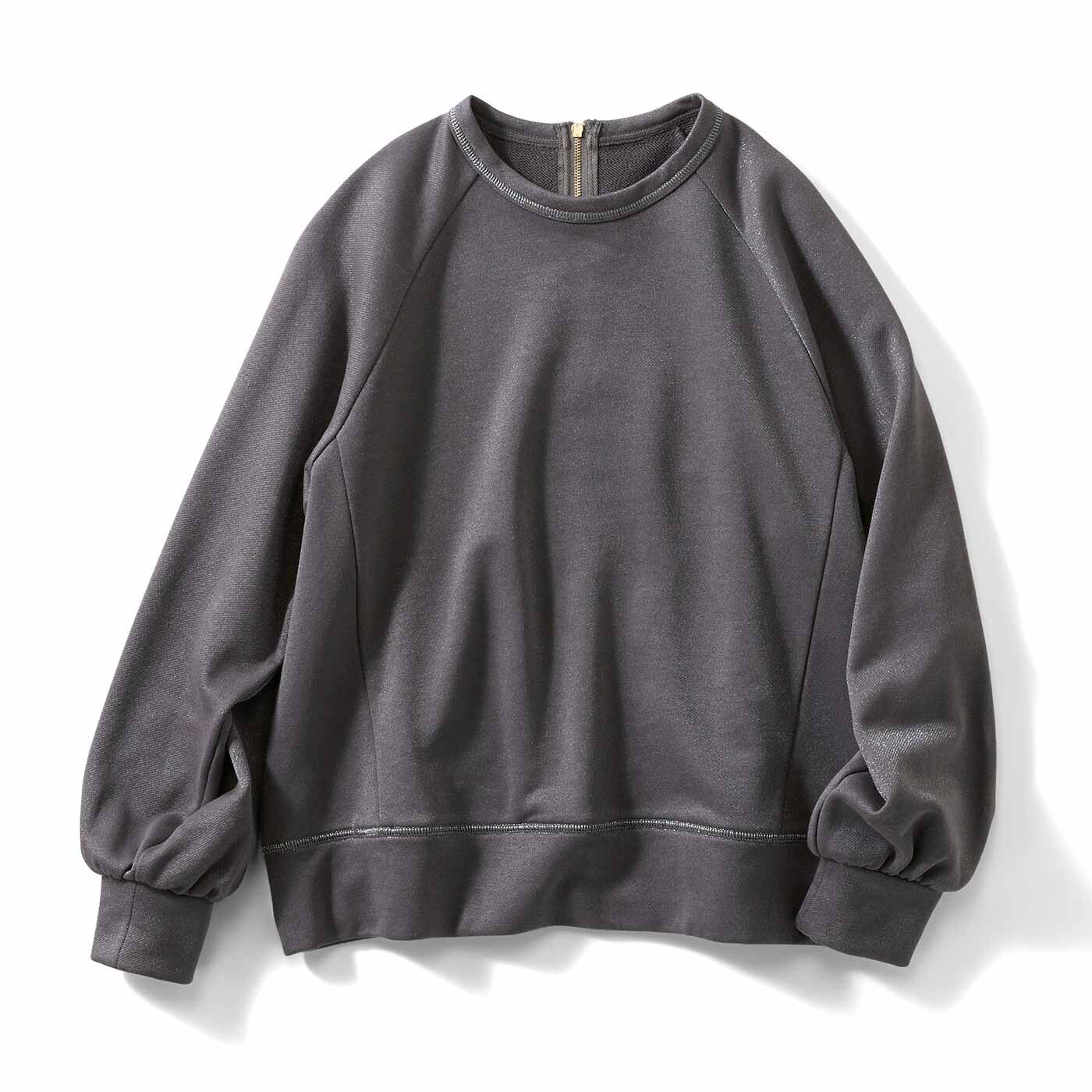IEDIT[イディット] バックファスナーがポイント ラメがきらめく大人の上品裏毛スウェット【送料無料】