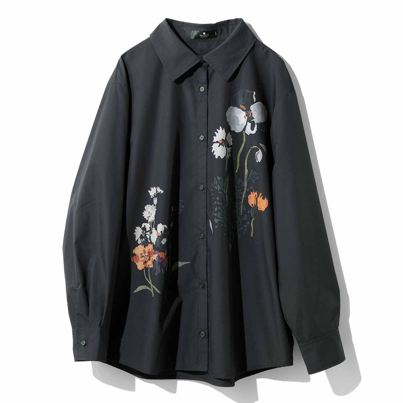 MEDE19F ミュルーズモダン〈「ミュルーズ染織美術館」アーカイブコレクション〉フラワーモチーフプリントシャツ〈チャコールグレー〉【送料無料】