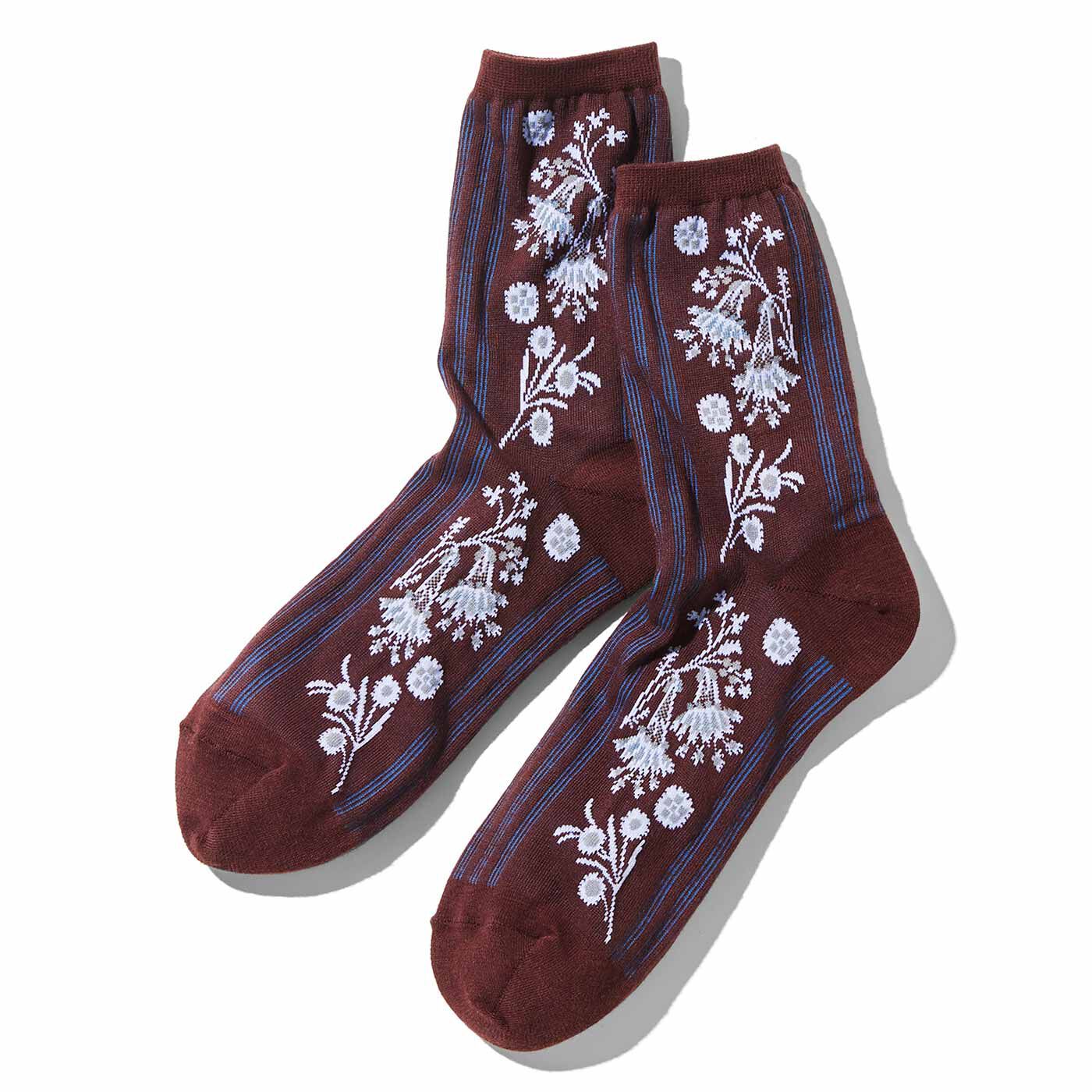 MEDE19F KCI×MEDE19F 衣裳柄ソックス〈アメリカンブラウン〉【送料: 450円+税】