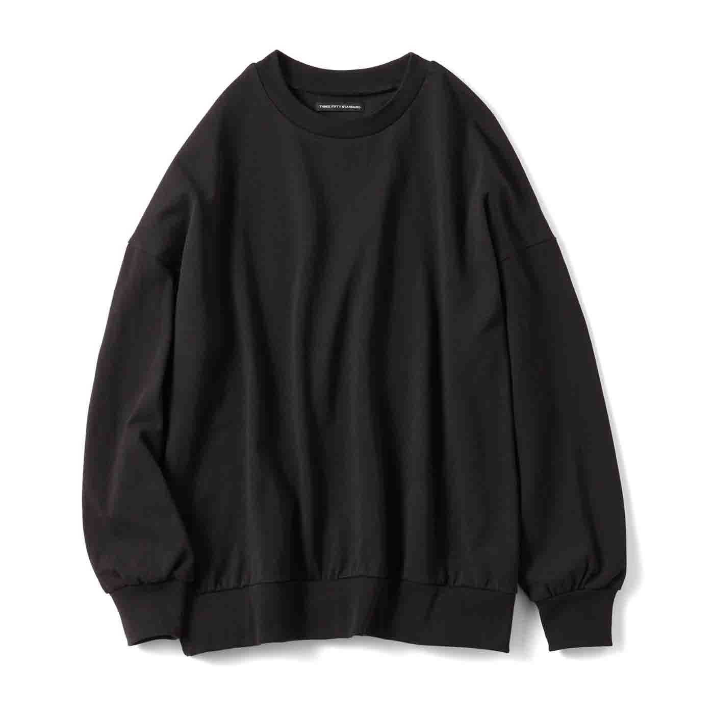 THREE FIFTY STANDARD トレーナーみたいなTシャツ〈ブラック〉【送料無料】
