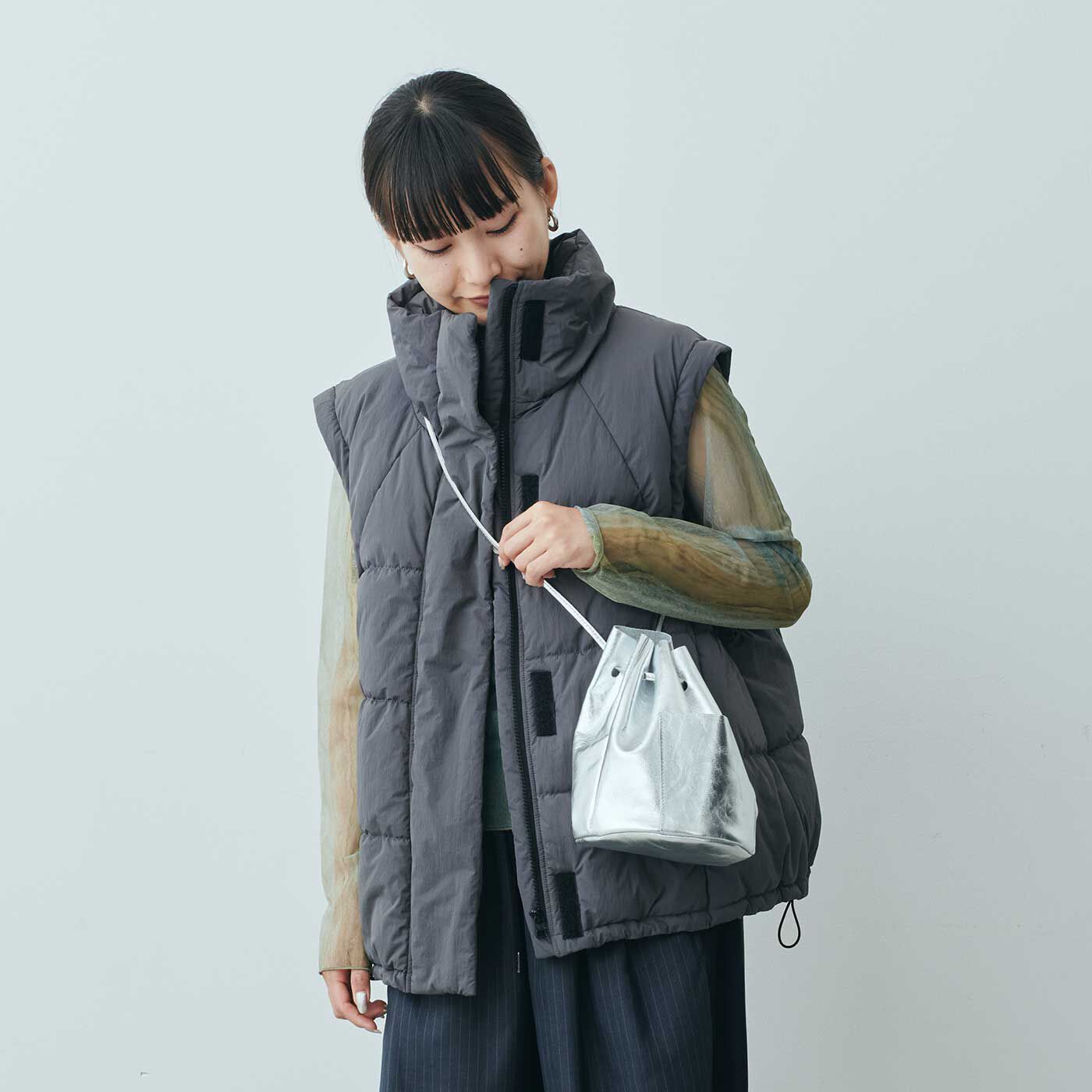 【MEDE19F SELECT】blancleレザー巾着バッグ〈メタリック〉【送料無料】