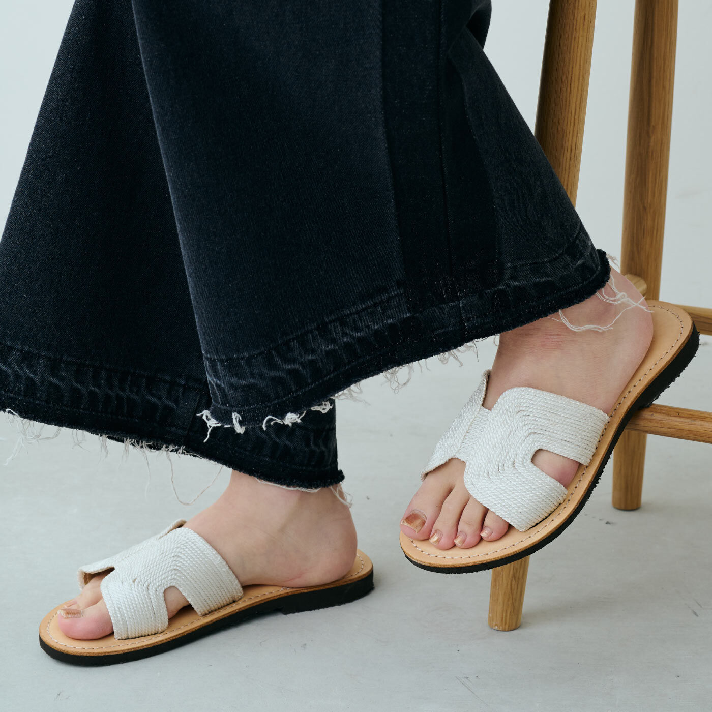 【MEDE19F SELECT】EDERSHOES メタルコード レザーサンダル BIANCO【送料無料】