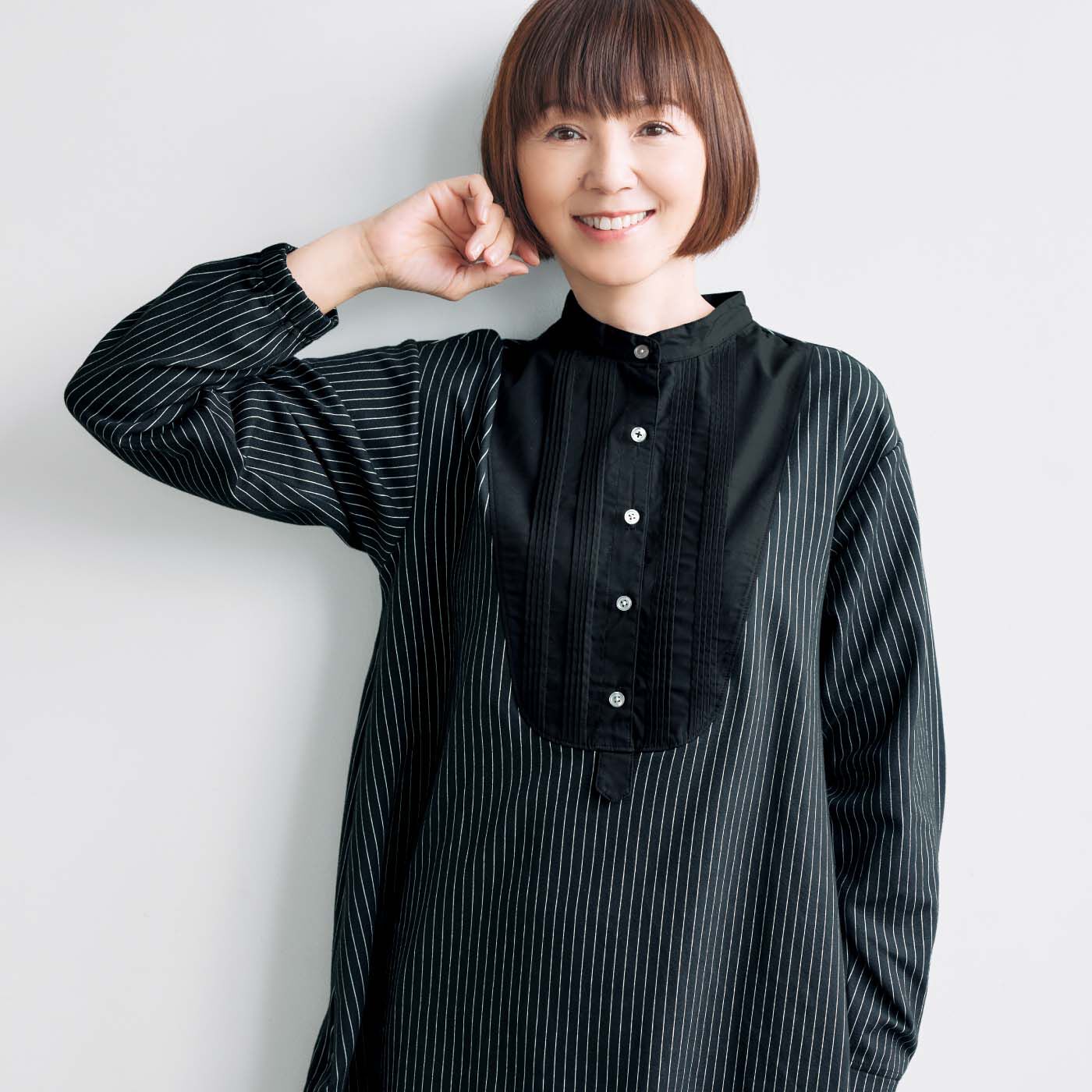大人の女史会×frauglatt 顔うつりすっきりチュニック〈凛(りん)ブラック〉【送料無料】