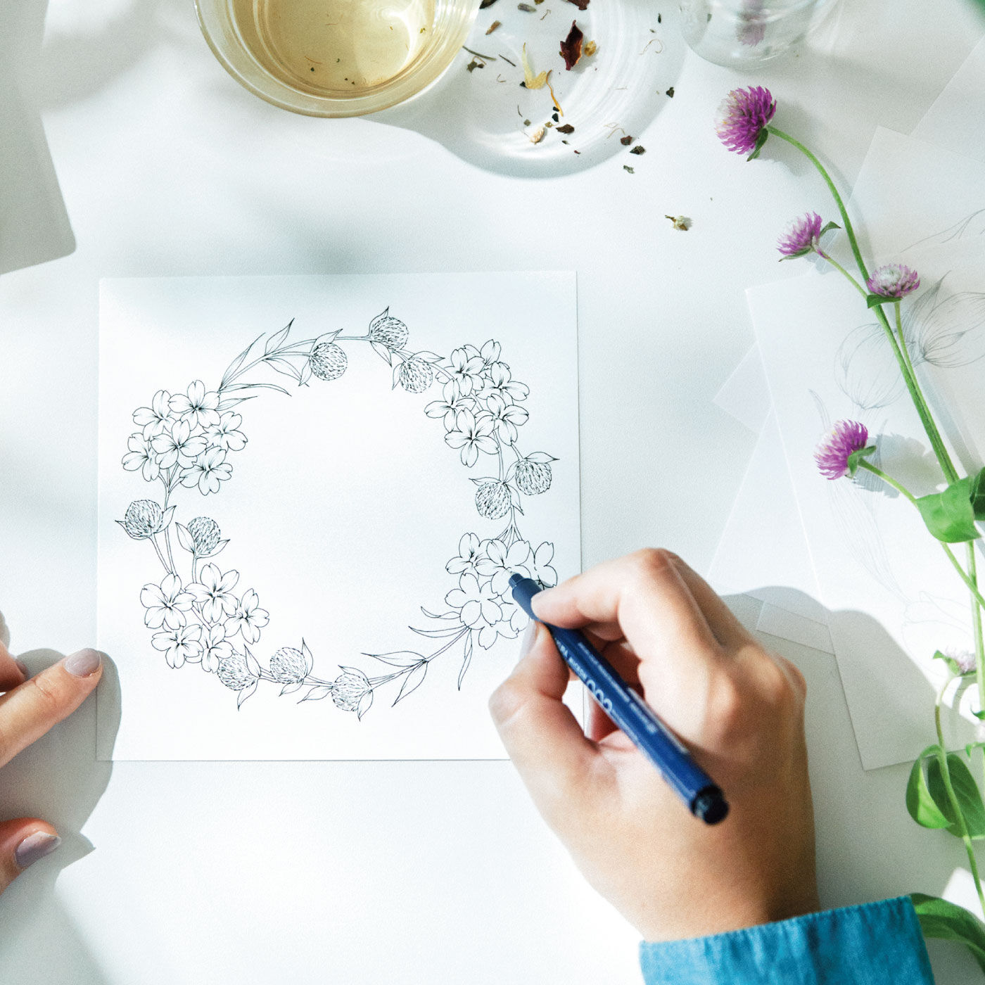 ペン1本でリースを描く ボタニカルイラストプログラム[3回予約プログラム]【送料: 450円+税】