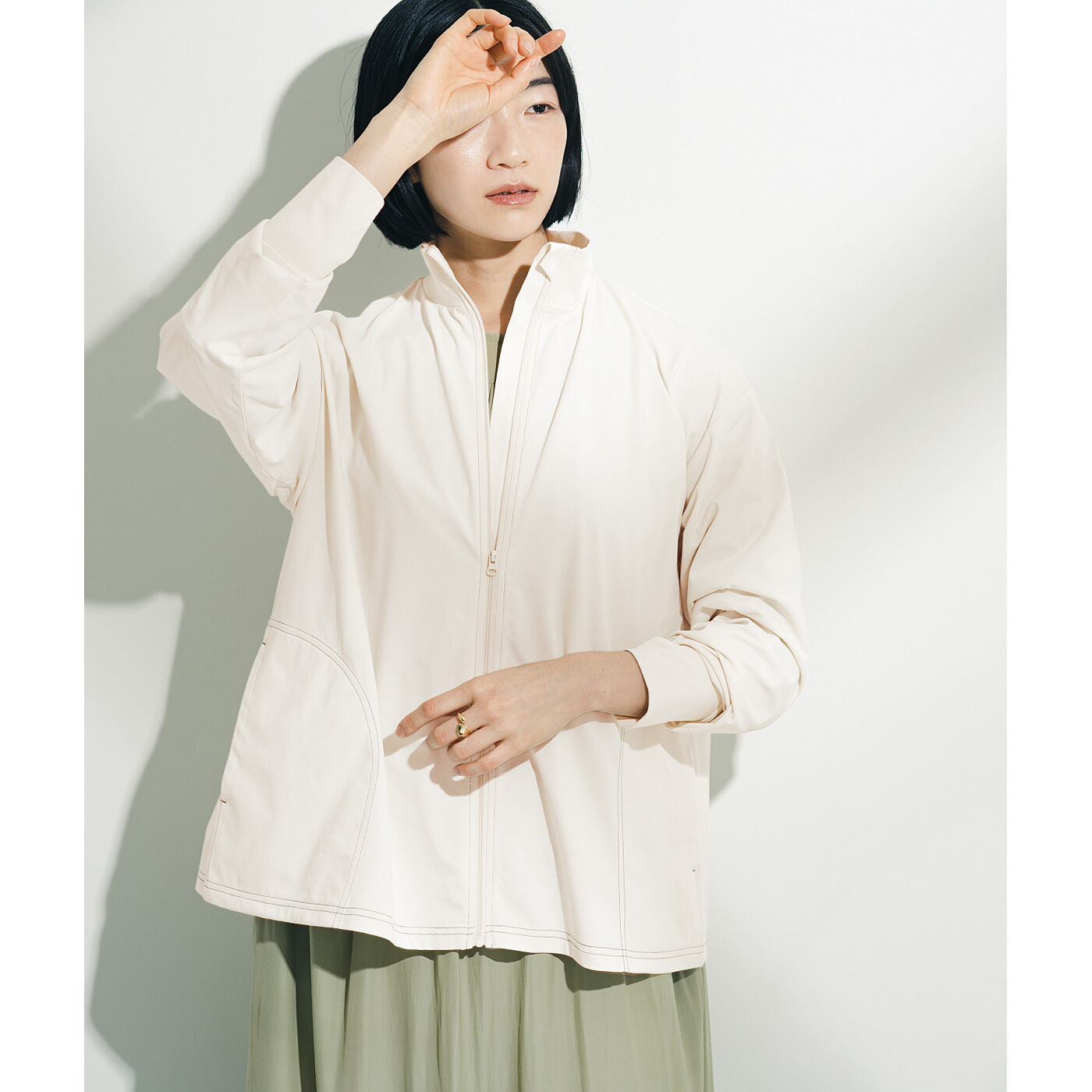 el: ment 日常から水辺まで ラッシュガード素材のハイネックフルジップジャケット〈UV対策/吸水速乾/抗菌防臭〉の会【送料無料】