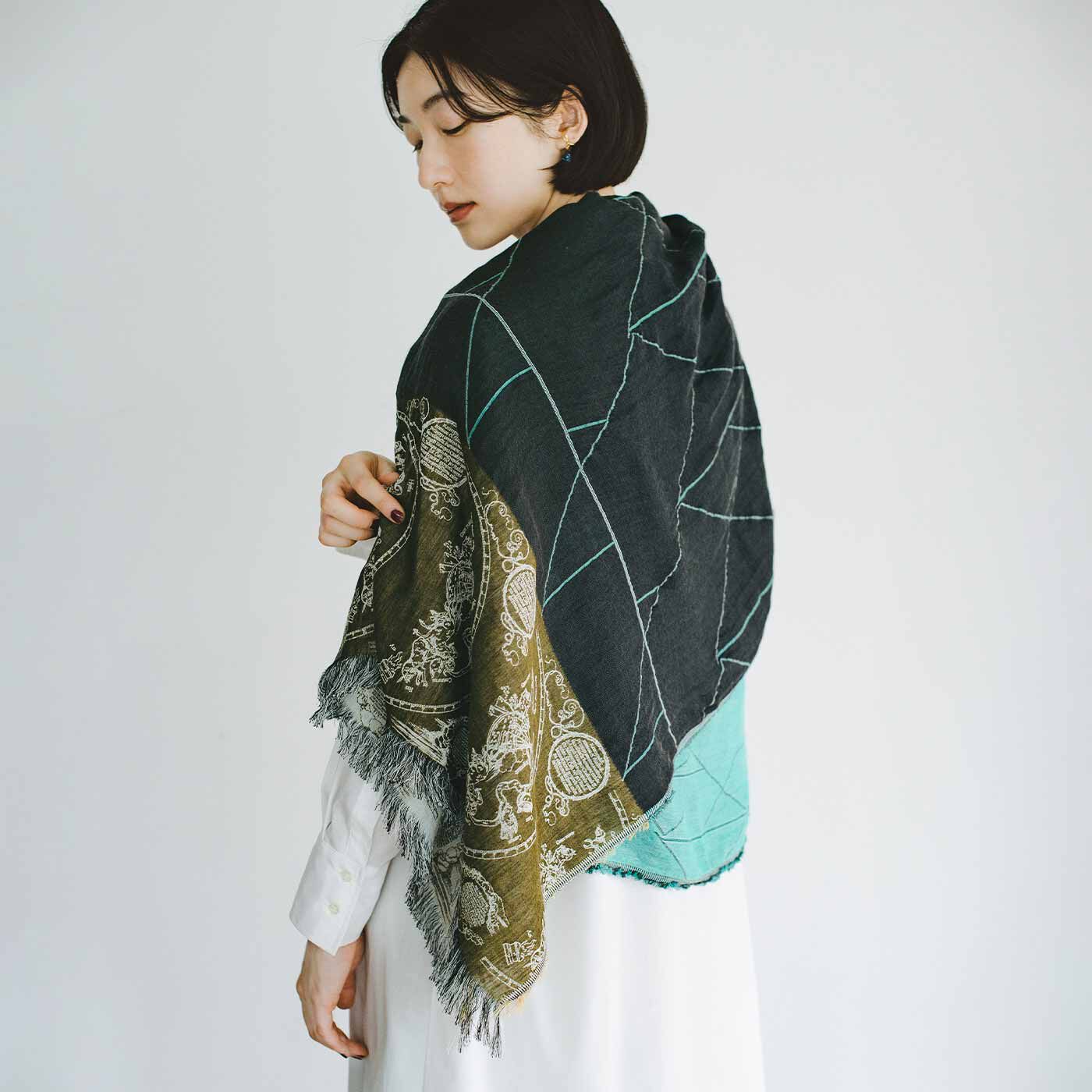 el: ment×織馬鹿 星空に想いを馳せる 播州ジャカード織りコットン100%大判ストールの会【送料無料】