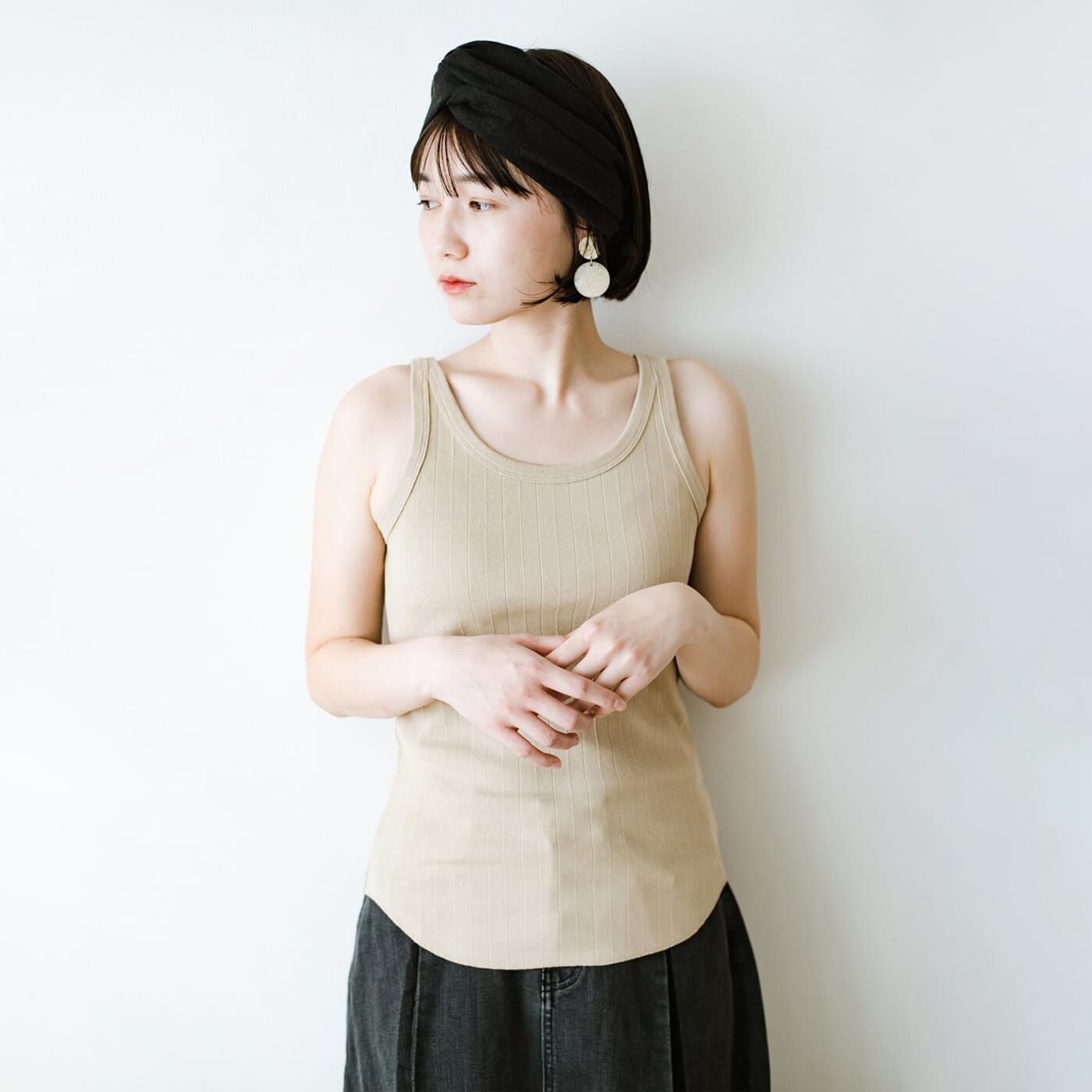 インでも見せても使える!ヴィンテージブロードリブタンクトップ by Healthknit〈ベージュ〉【送料無料】