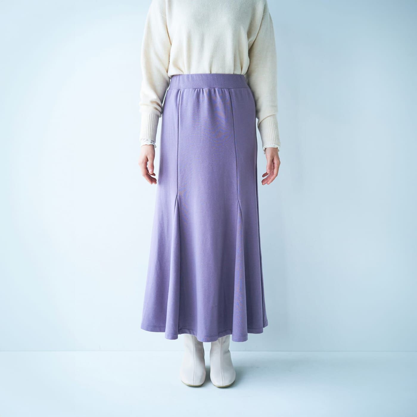 haco!楽ちんと女っぽは共存できる!動きやすくてきれいなカットソーマーメイドスカート〈ラベンダー〉【送料無料】
