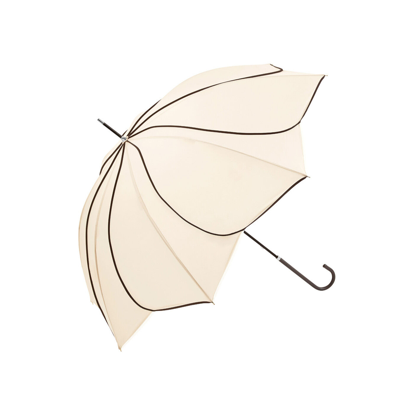 お花ロング傘　ベージュ×ブラウン