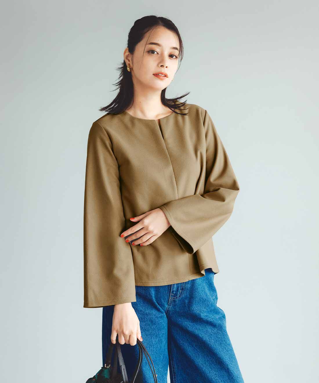 撥水（はっすい）加工＆UVカットがうれしい 裏がとぅるすべ きれい見え“ほっと適温”トップス